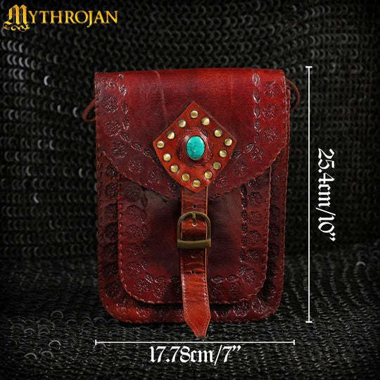 Imagen única de: Mythrojan "sorceress From The East" Medieval Sling Bag, Granate 10" X 7"