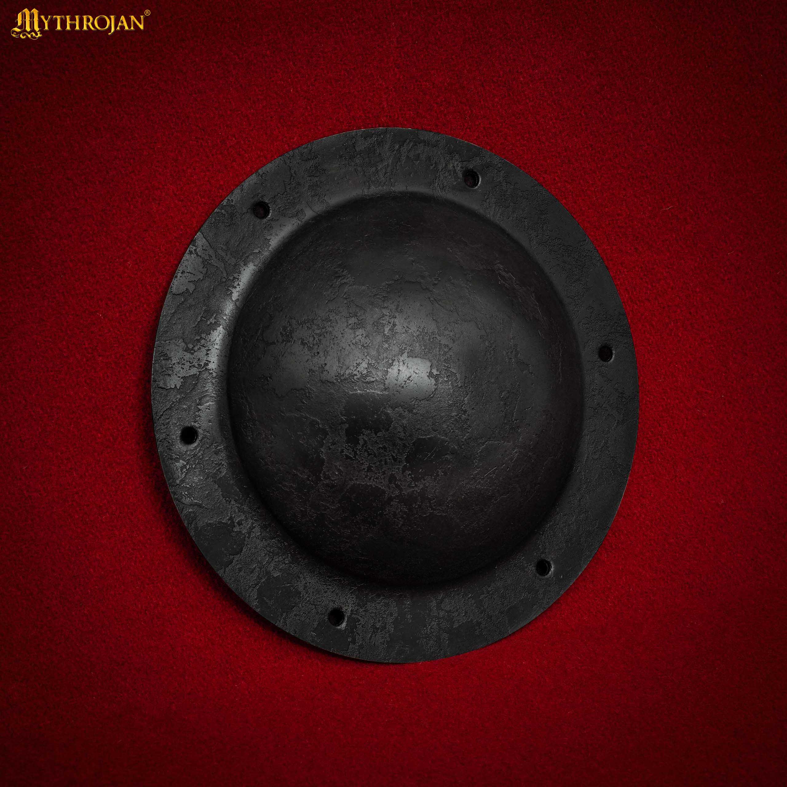 Imagen única de: Escudo Umbo Forjado a Mano con Remaches | Acabado en Acero Bruto Envejecido