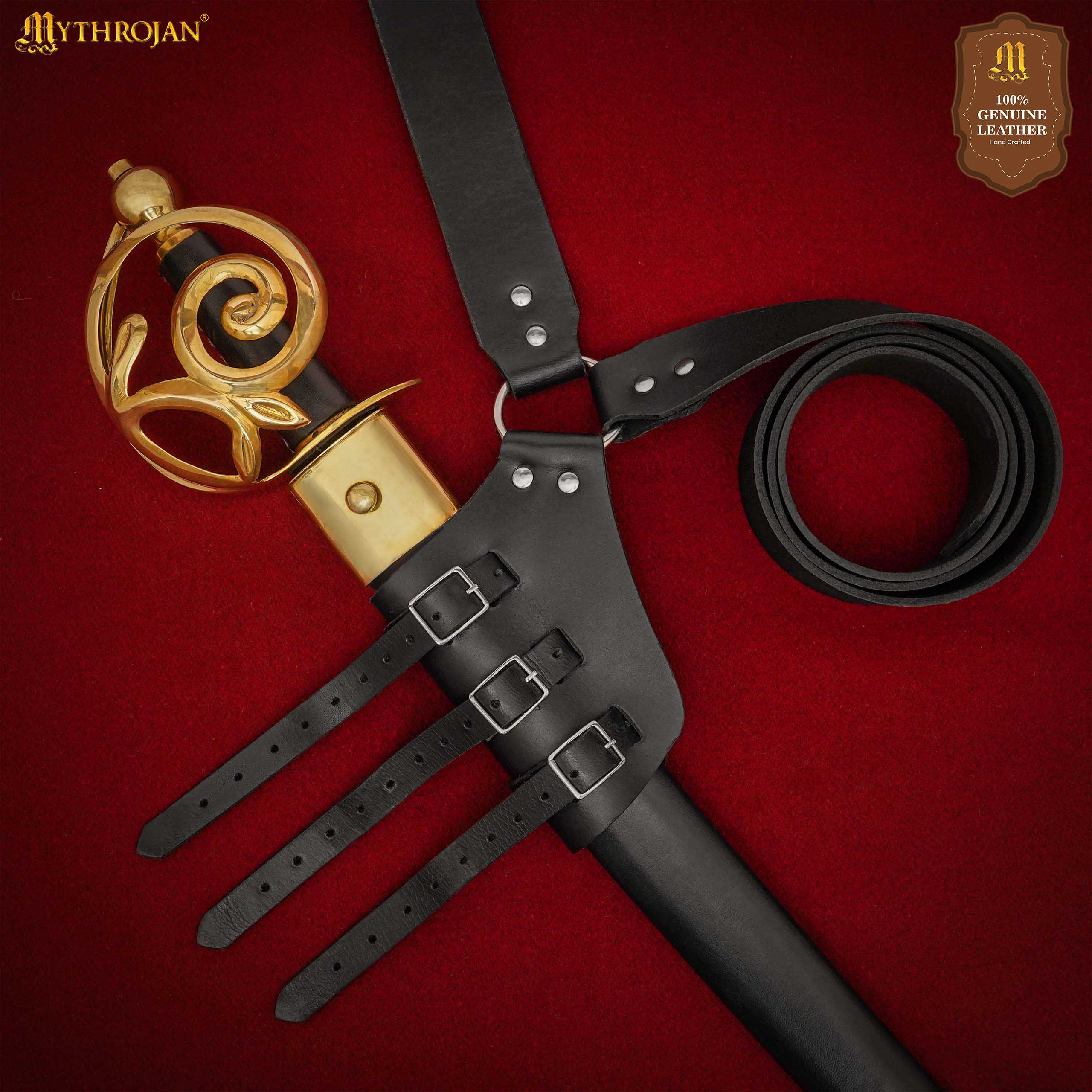 Imagen única de: Mythrojan Baldric Cinturón Espada Cuero Funda Daga Medieval : Zurdo