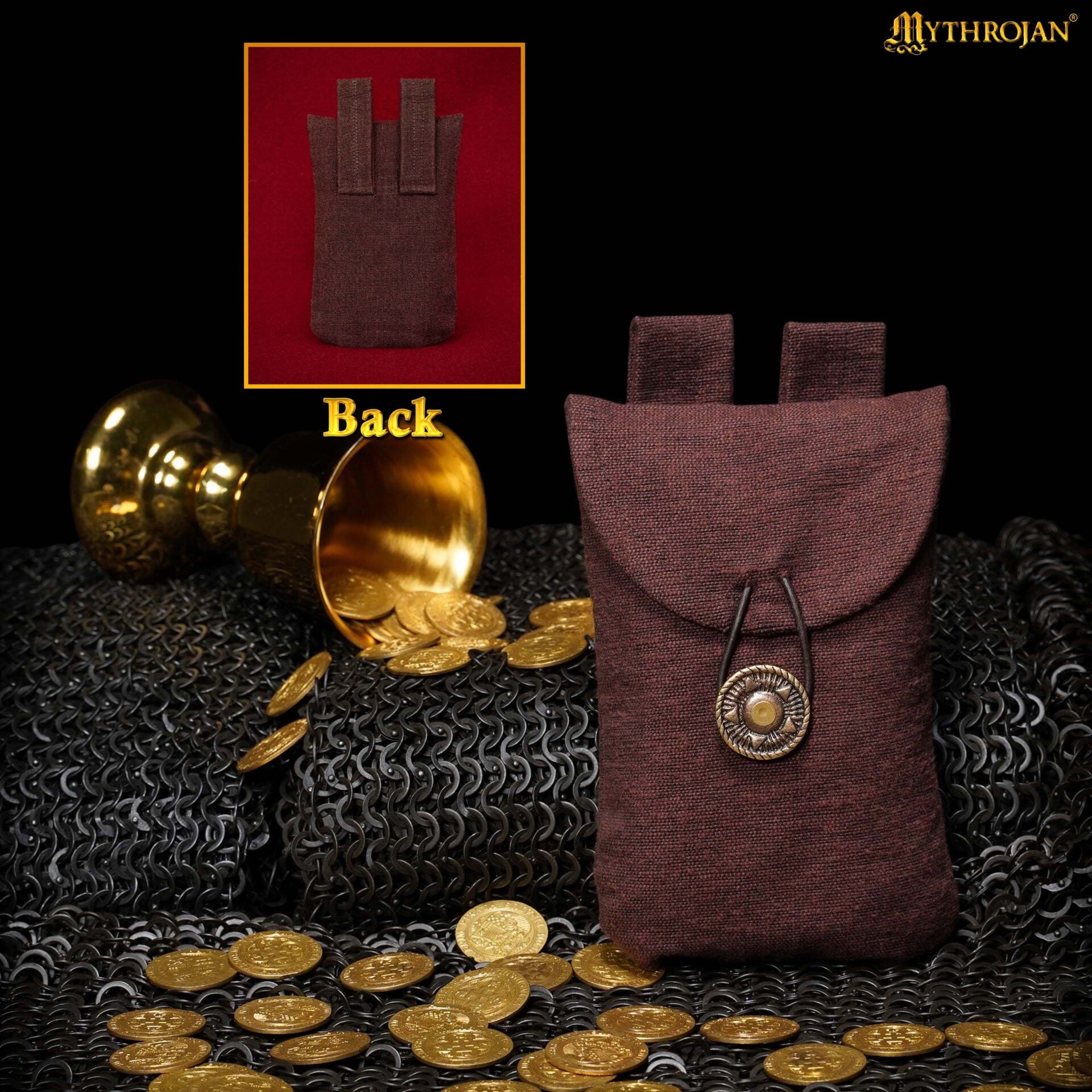 Imagen única de: Mythrojan Bolsa de Cinturón de Gamuza Grande, Ideal para Sca Larp Reenactment y Ren Feria, Cuero de Gamuza, Citrus , 7.2 "× 4.7 "