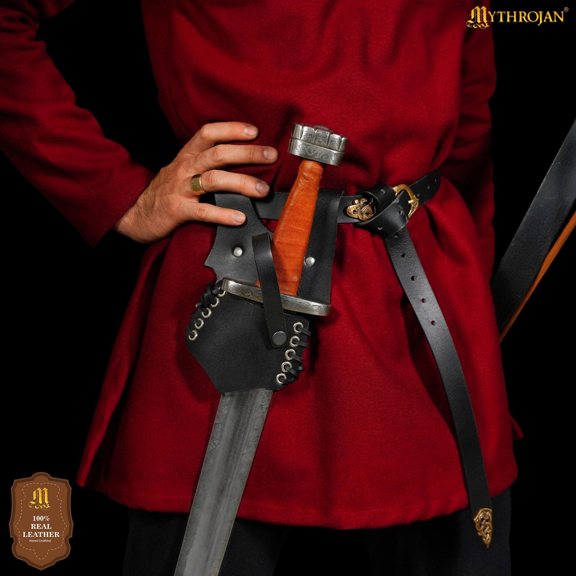 Imagen única de: Mythrojan Renacimiento Medieval Espada de Cuero Rana Espada Larp Disfraz Accesorio