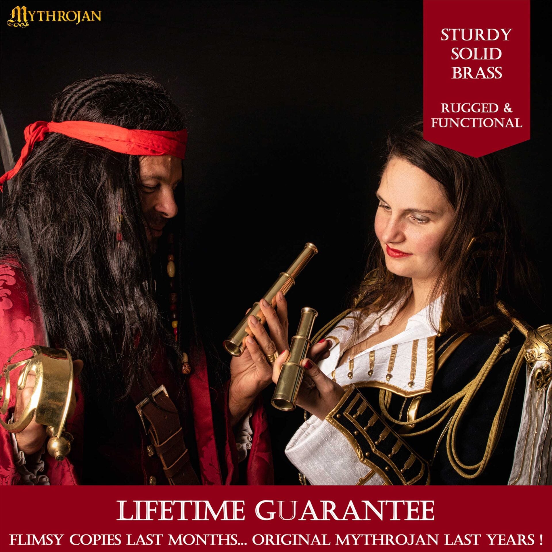 Imagen única de: Mini Catalejo Pirata Mythrojan Telescopio de Latón con Caja de Madera