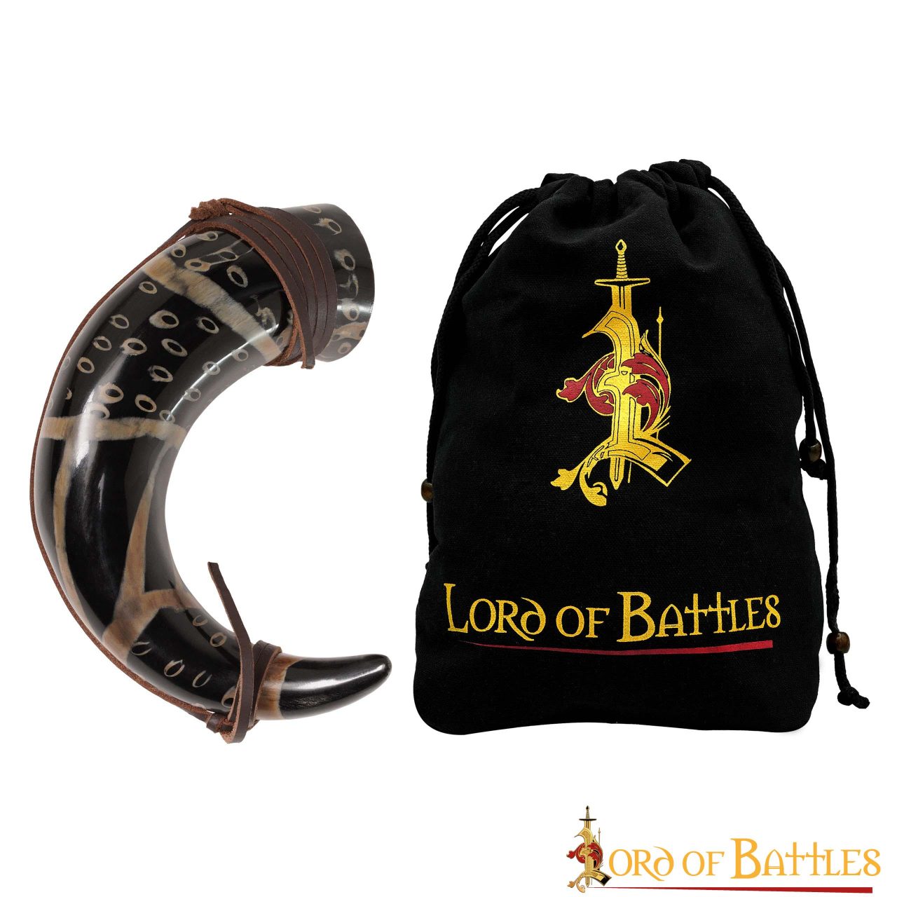 Imagen única de: Cuerno Medieval para Beber 400 - 500 Ml con Cuerda de Cuero Hecho a Mano Verdadero Cuerno de Buey