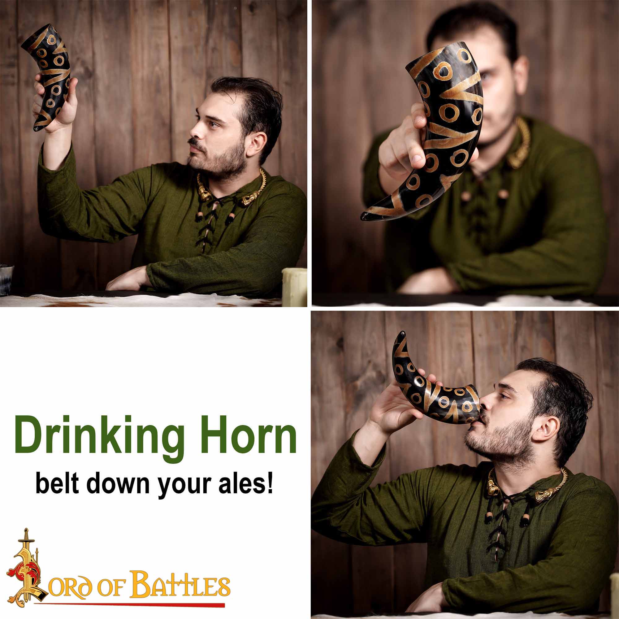 Imagen única de: Cuerno Medieval para Beber 400 - 500 Ml Cuerno de Buey Auténtico Hecho a Mano