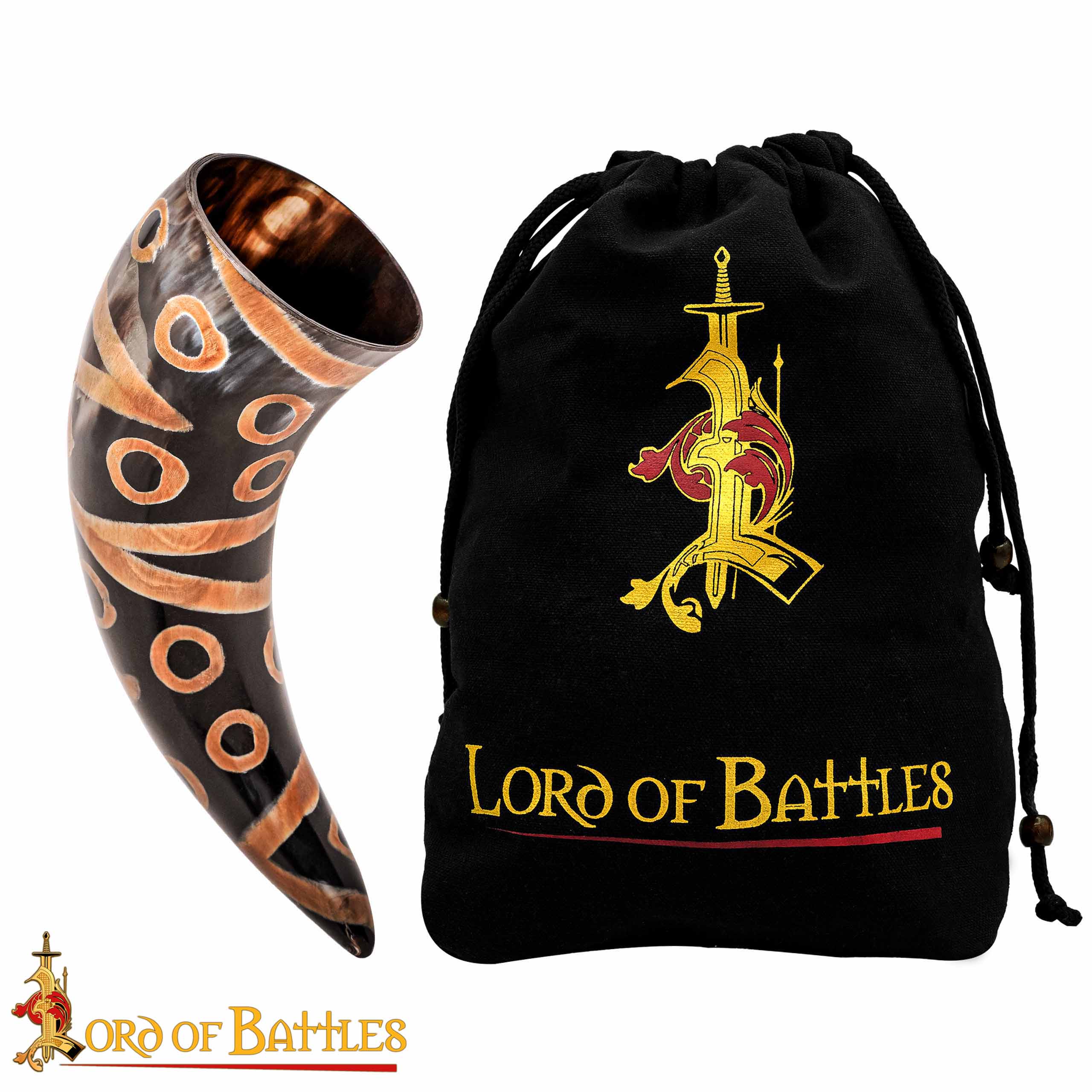 Imagen única de: Cuerno Medieval para Beber 400 - 500 Ml Cuerno de Buey Auténtico Hecho a Mano