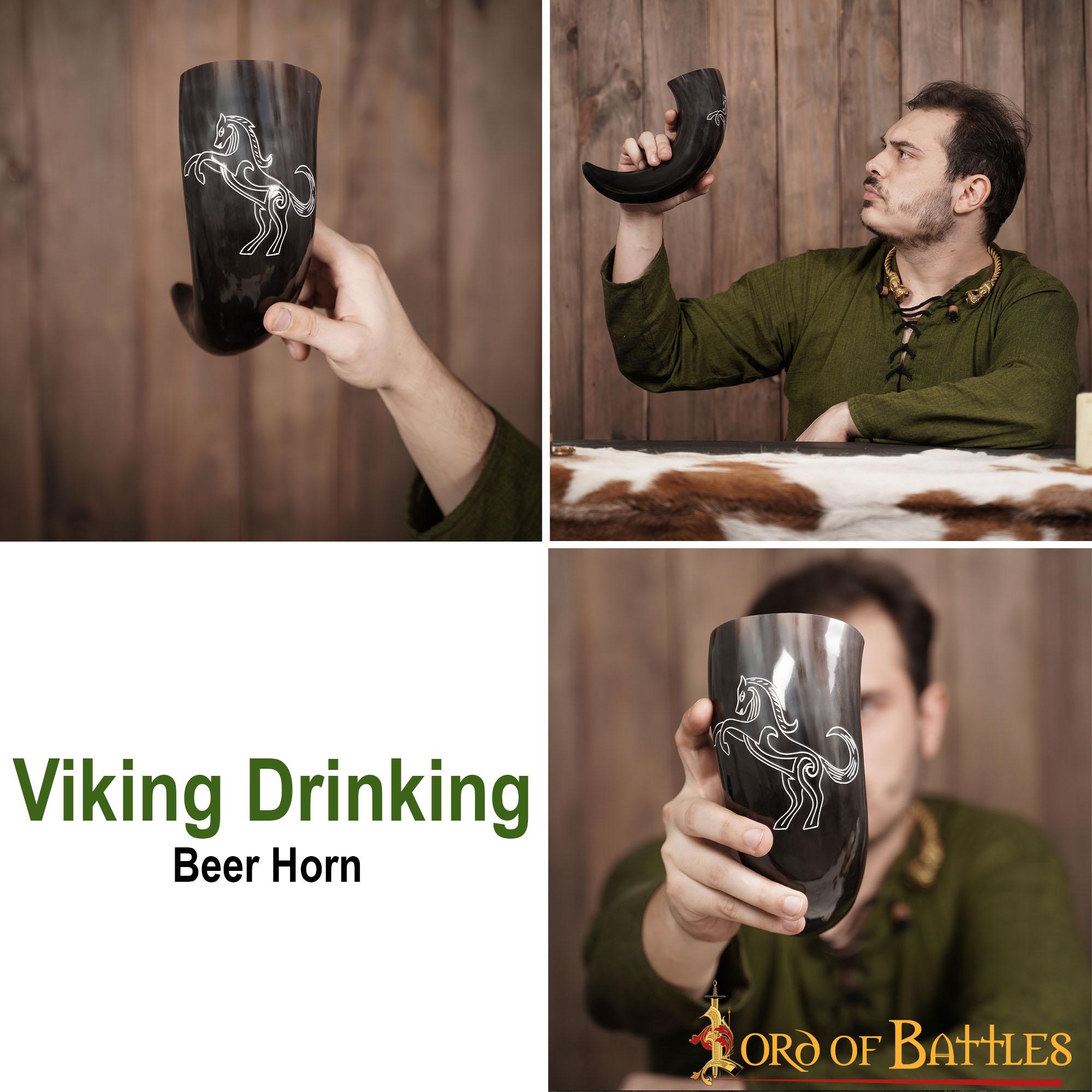 Imagen única de: Viking Drinking Horn 400 - 500 Ml Cuerno de Buey Auténtico Hecho a Mano