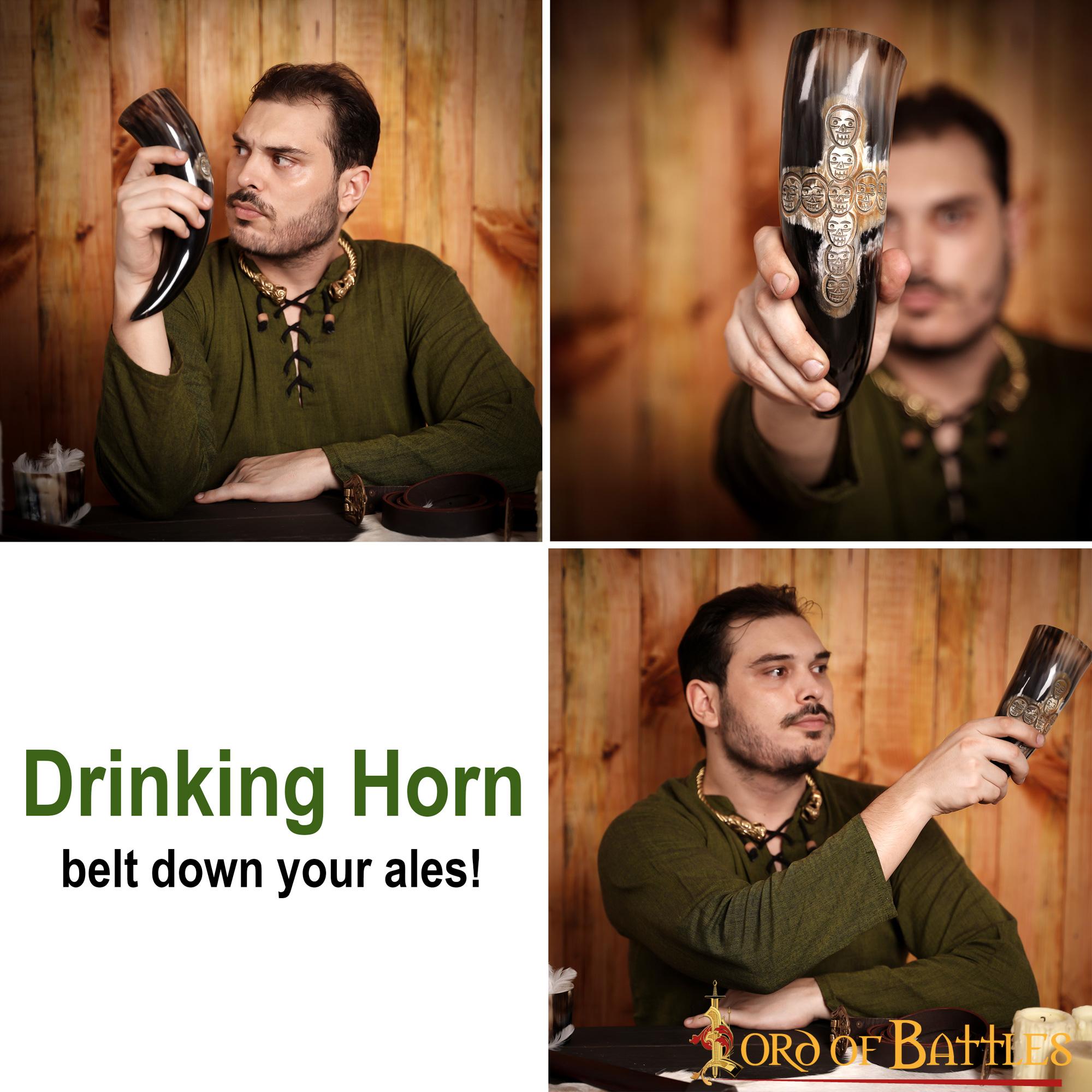 Imagen única de: Viking Drinking Horn 500 - 600 Ml Cuerno de Buey Auténtico Hecho a Mano