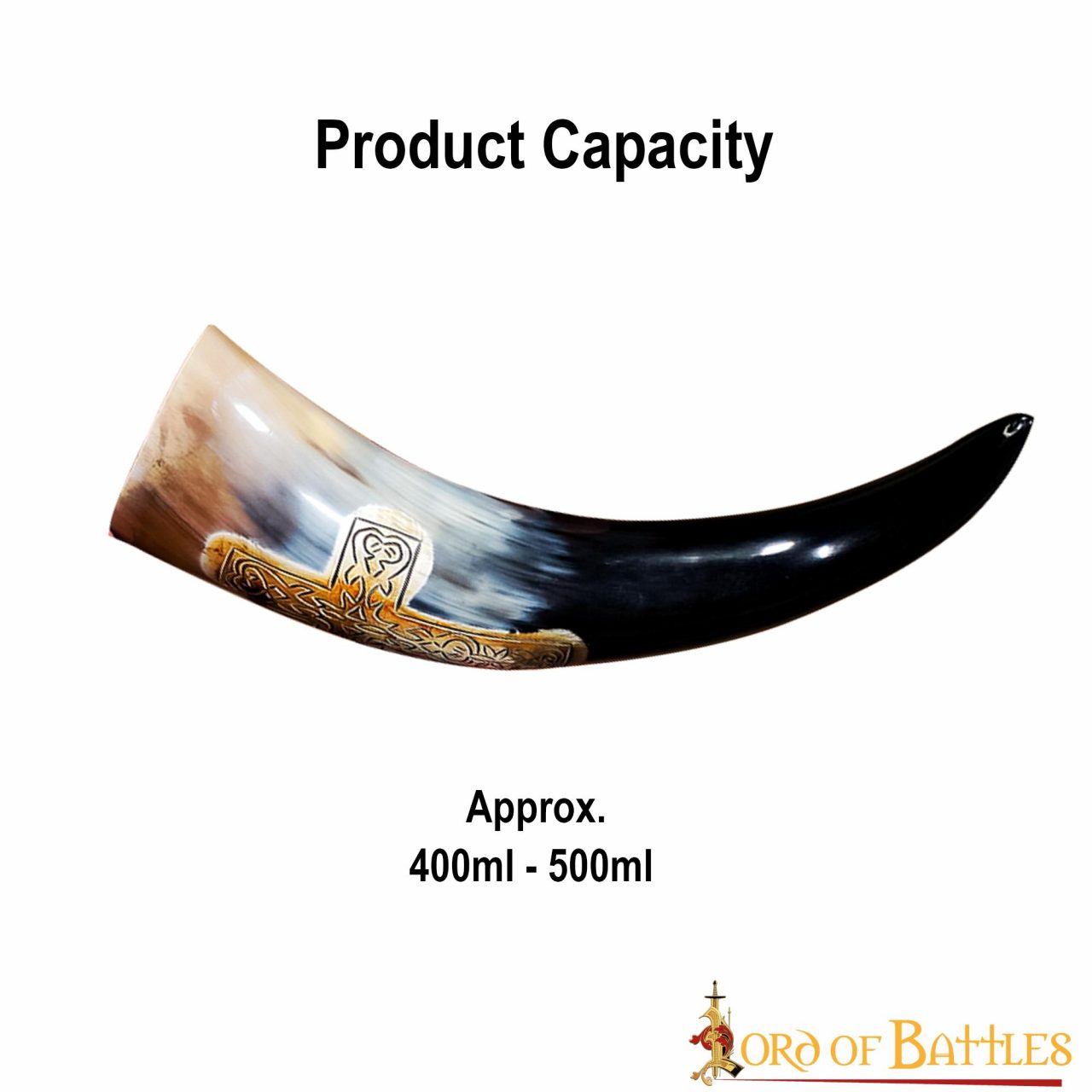 Imagen única de: La Cruz Celta Cuerno para Beber 400 - 500 Ml Hecho a Mano Cuerno de Buey Real