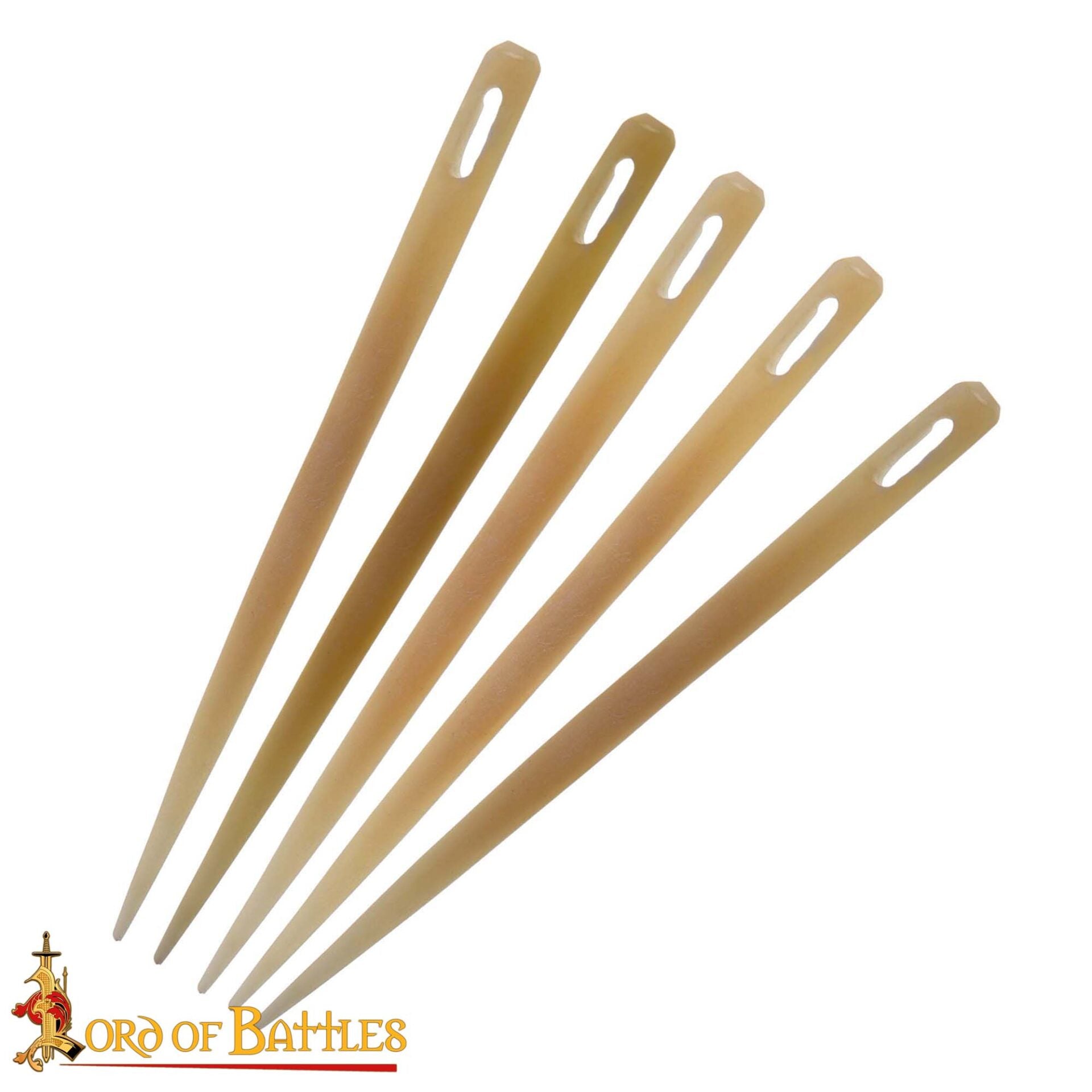 Imagen única de: Juego de 5 Agujas de Bordar Medievales de Hueso - Talladas a Mano en Hueso de Buey de Origen Ético - Acabado Pulido