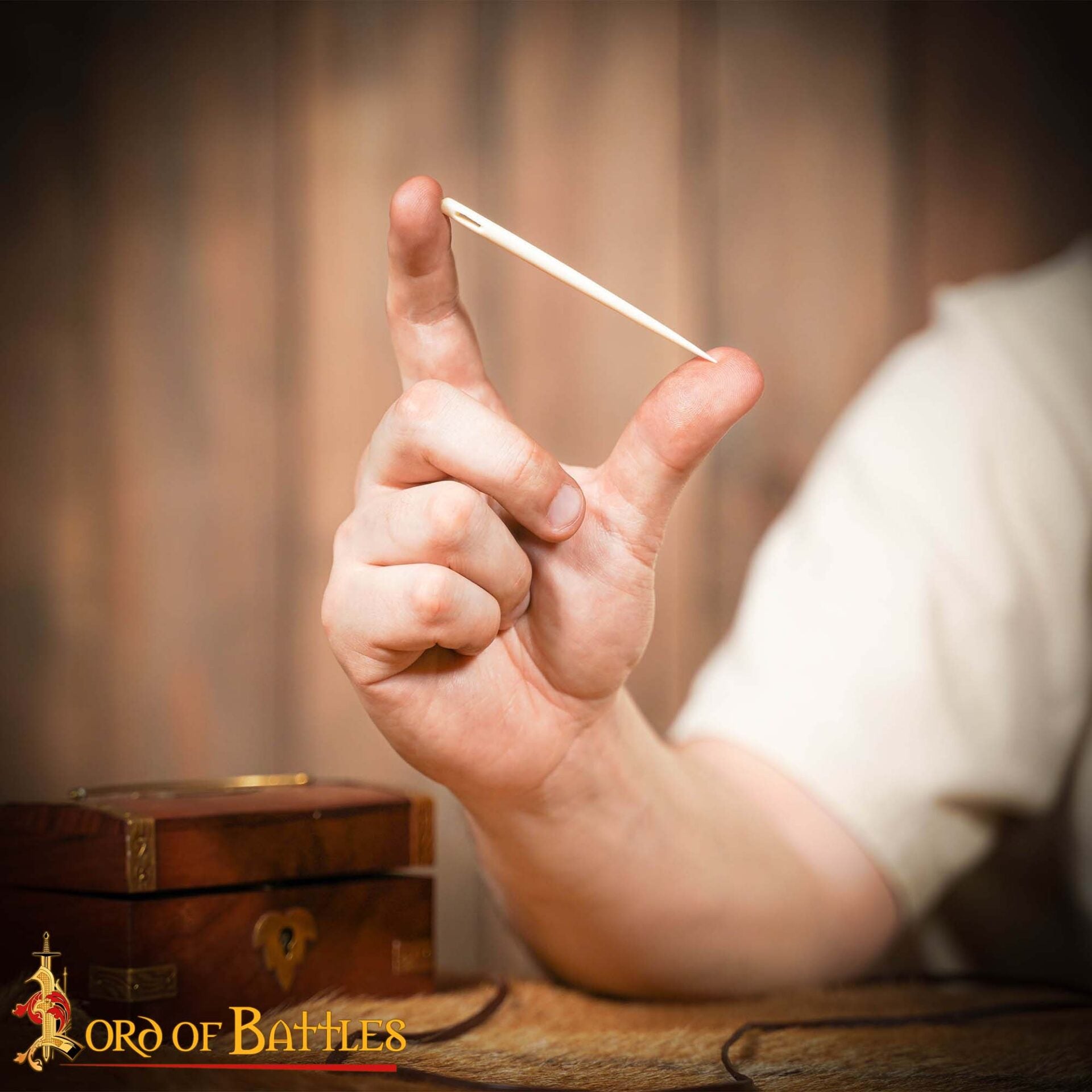 Imagen única de: Juego de 5 Agujas de Bordar Medievales de Hueso - Talladas a Mano en Hueso de Buey de Origen Ético - Acabado Pulido