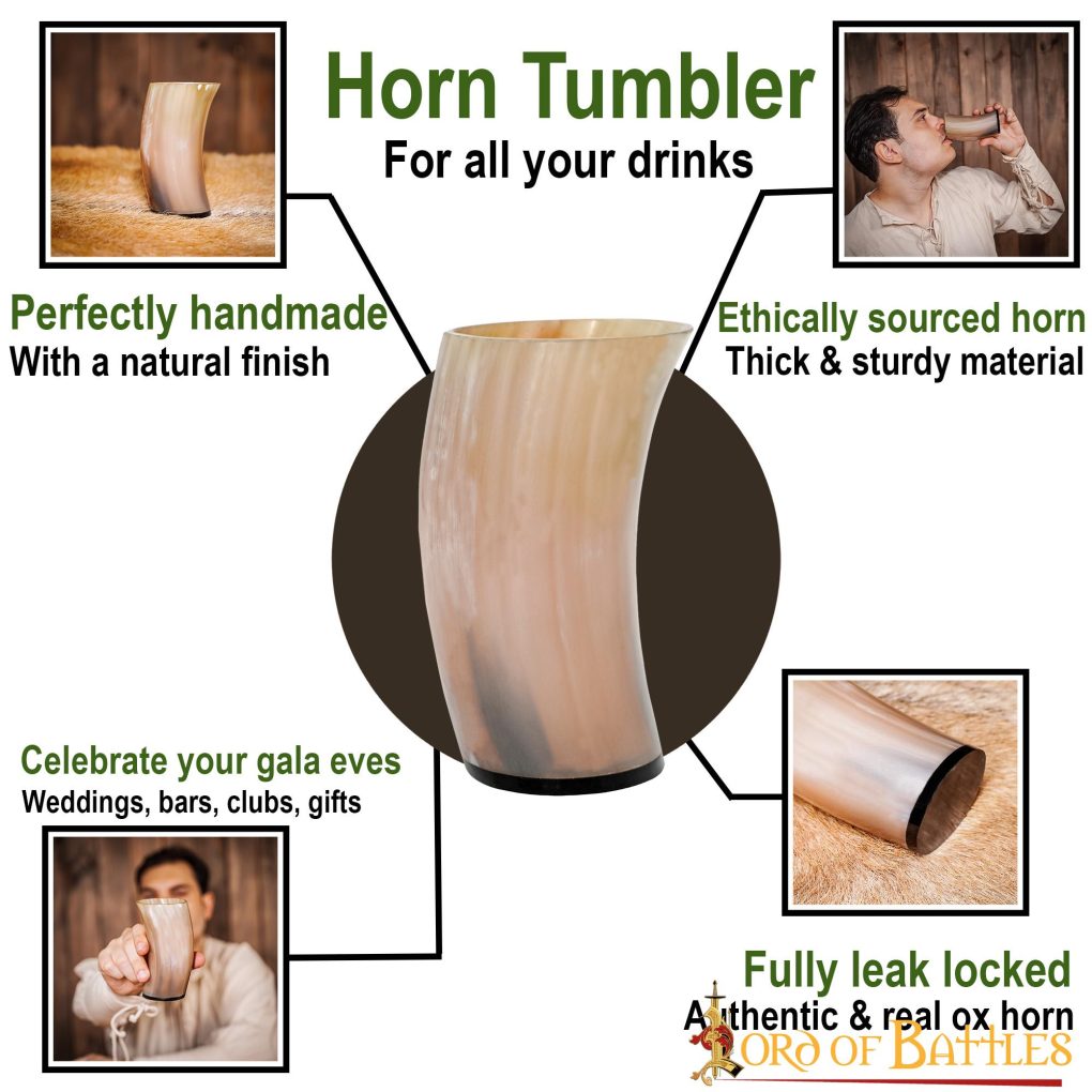 Imagen única de: Taza Medieval Vikinga Hecha a Mano con Auténtico Cuerno de Buey