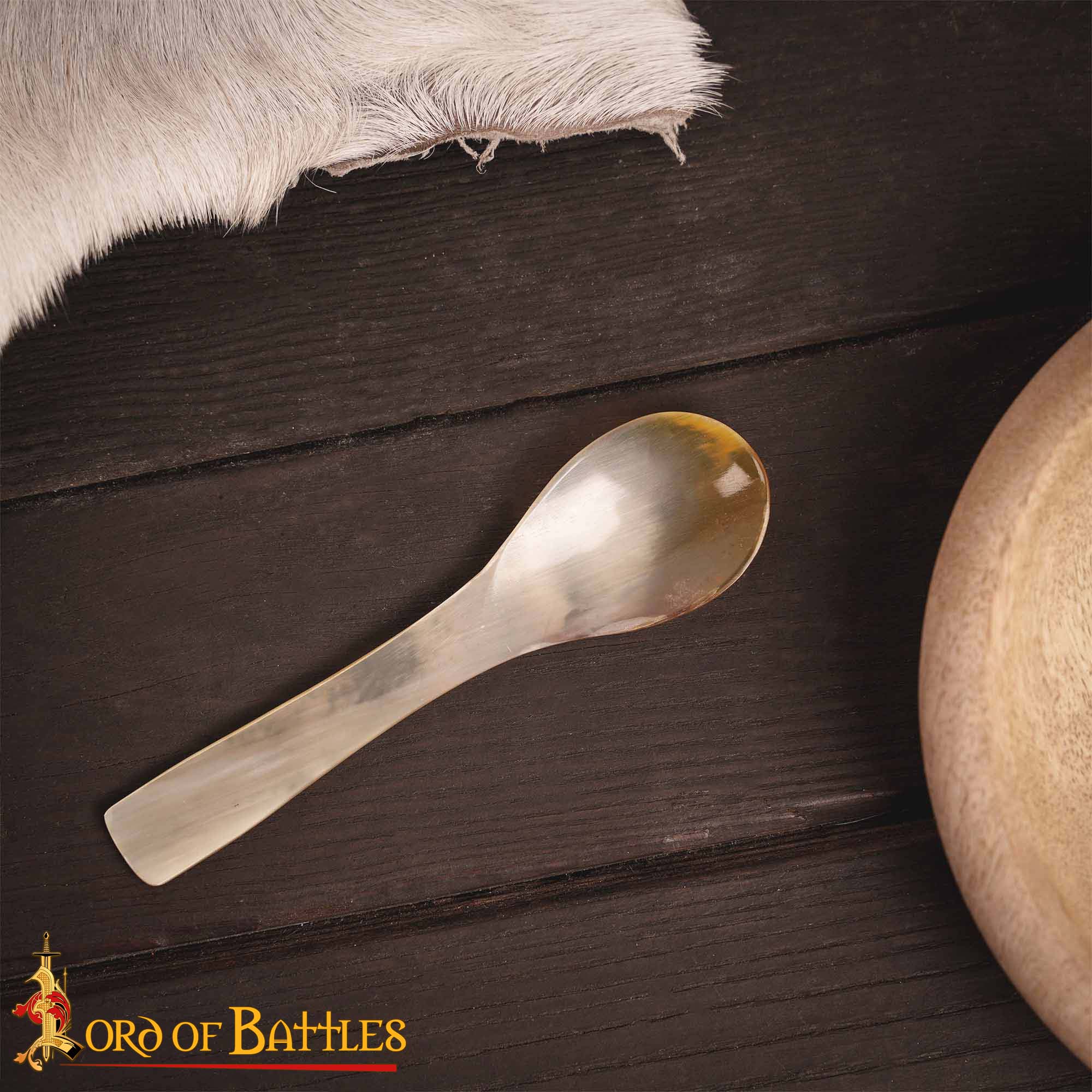 Imagen única de: Juego de 2 Cucharas Medievales de Cuerno de Buey Auténtico