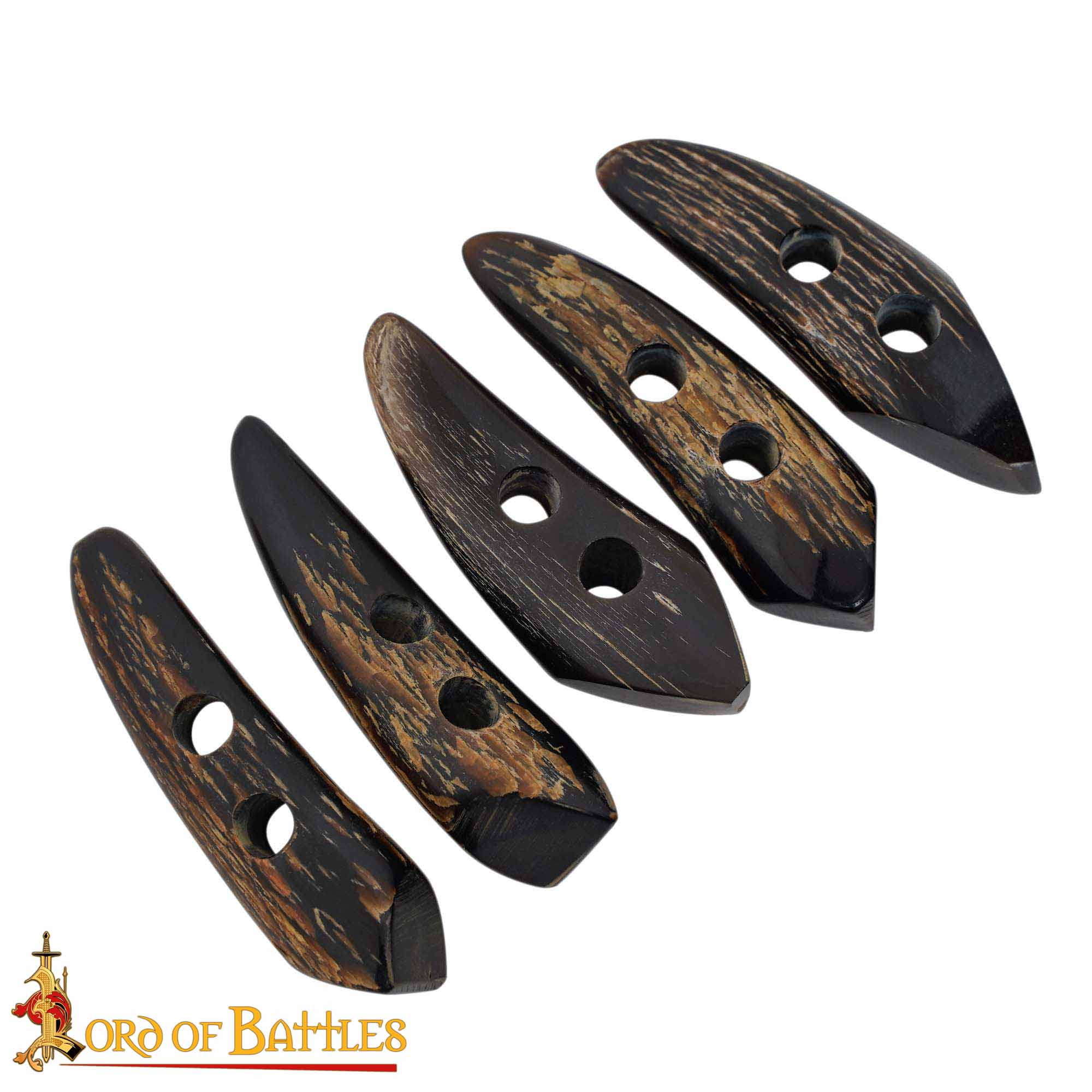 Imagen única de: Juego de Aldabas de Cuerno de Buey de Bordes Afilados - 5 Piezas - Cierres Artesanales de 2 Pulgadas con Acabado Rugoso Natural