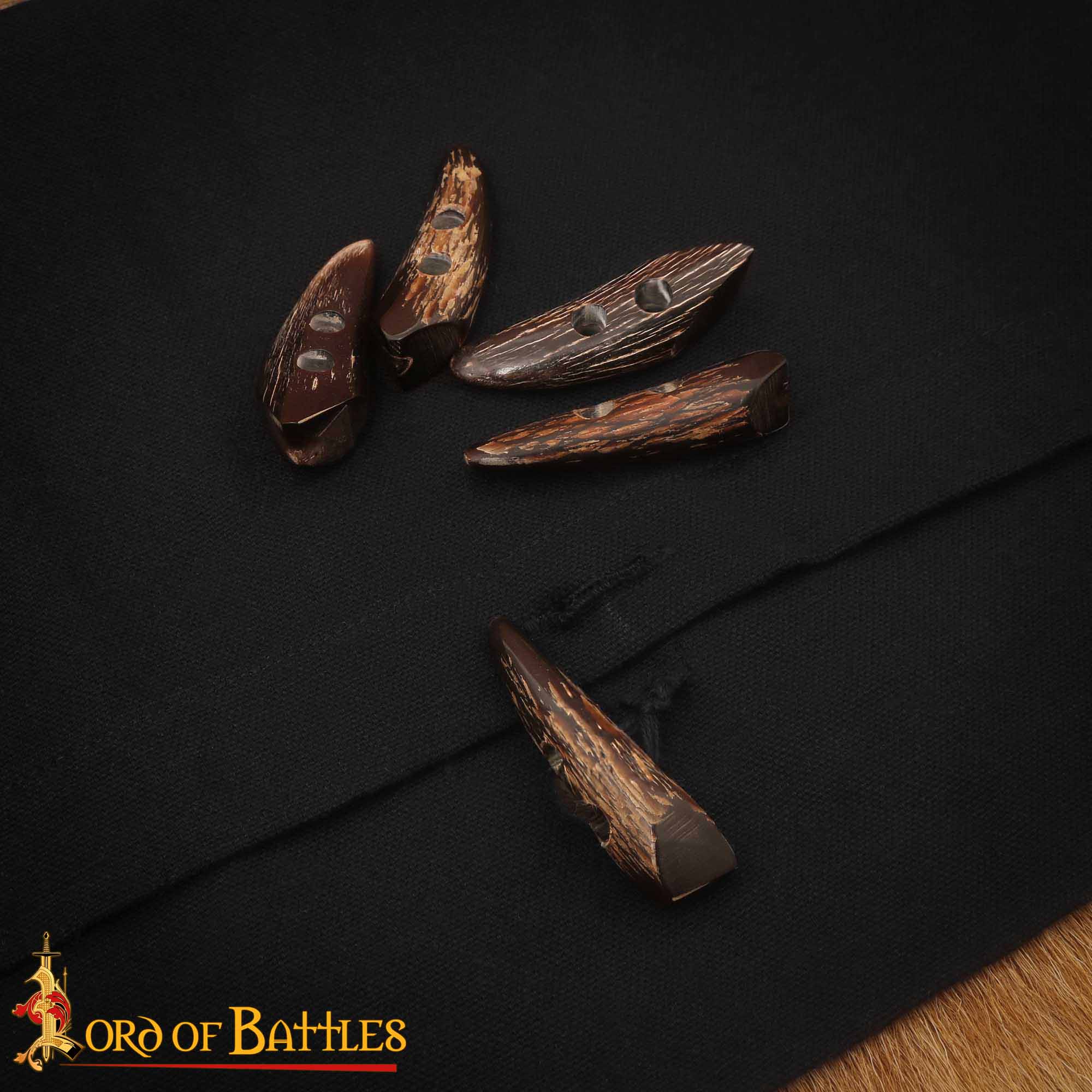 Imagen única de: Juego de Aldabas de Cuerno de Buey de Bordes Afilados - 5 Piezas - Cierres Artesanales de 2 Pulgadas con Acabado Rugoso Natural