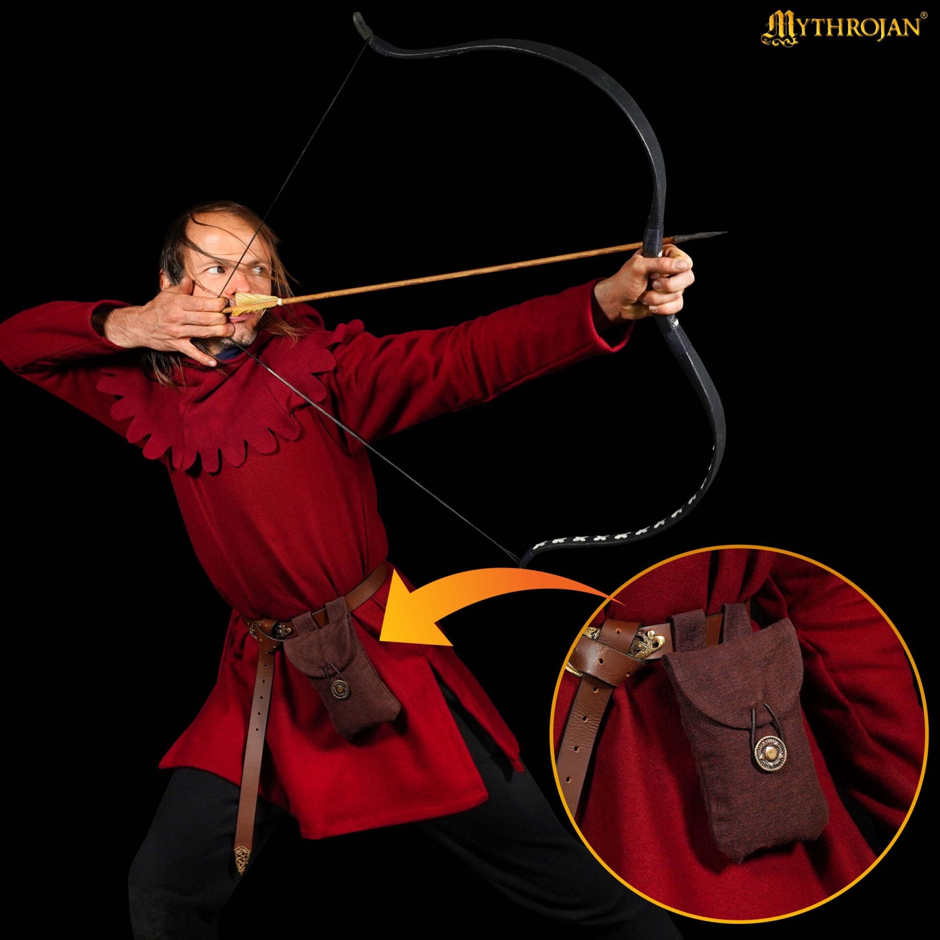 Imagen única de: Mythrojan Bolsa de Cinturón de Gamuza Grande, Ideal para Sca Larp Reenactment y Ren Feria, Cuero de Gamuza, Citrus , 7.2 "× 4.7 "