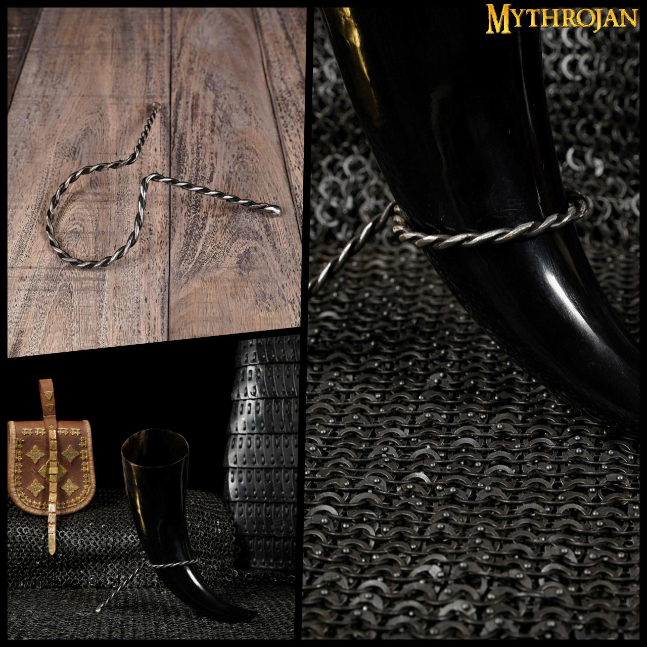 Imagen única de: Mythrojan Cuerno para Beber Forjado a Mano Twisted Rack