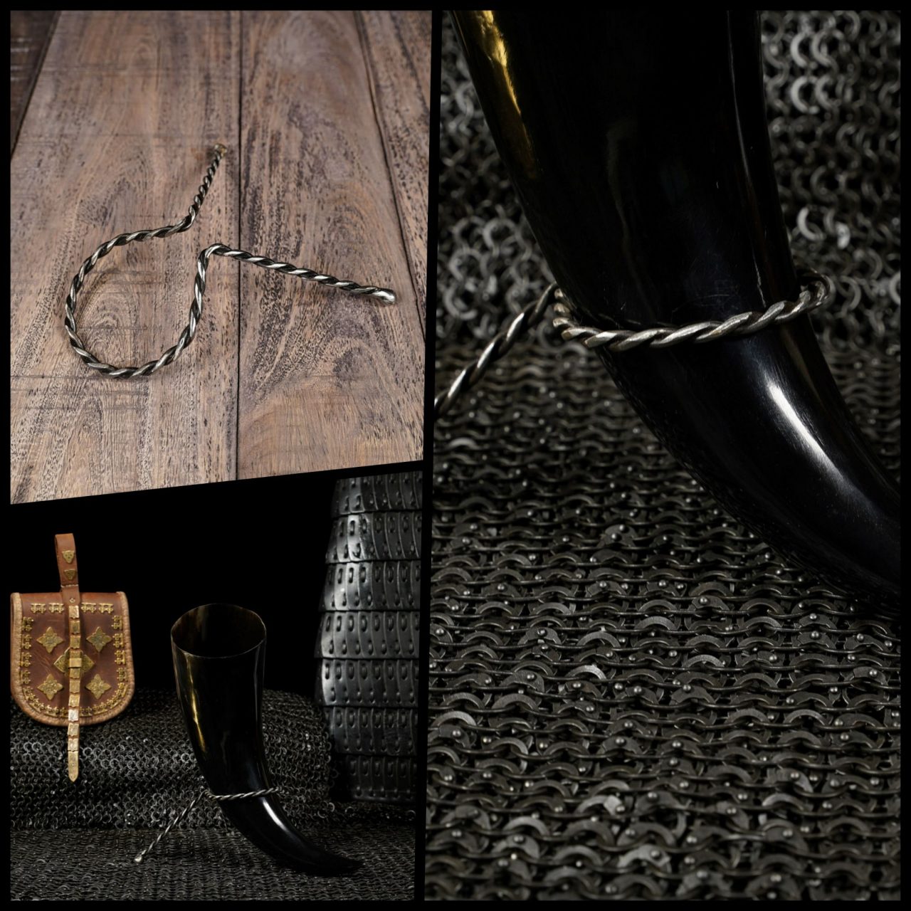 Imagen única de: Mythrojan Cuerno para Beber Forjado a Mano Twisted Rack