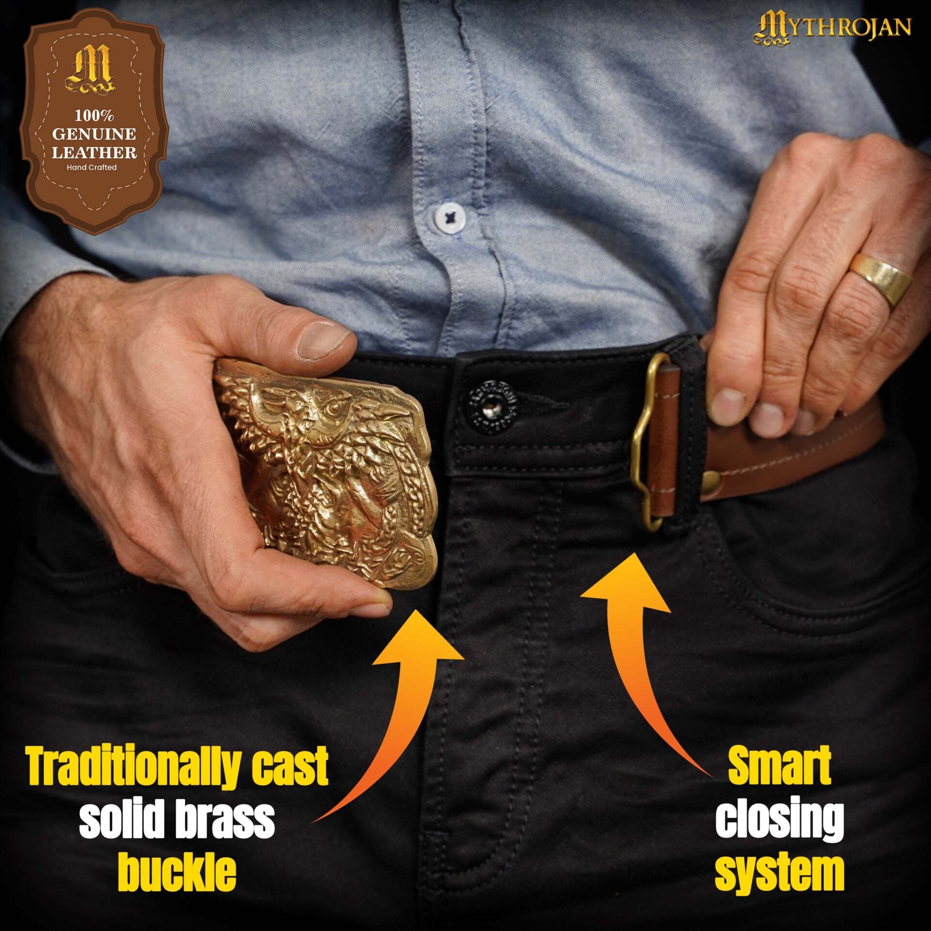 Imagen única de: Cinturón de Velcro Mythrojan "urban Viking" para los Kilts y Jeans de los Guerreros de Hoy en Día