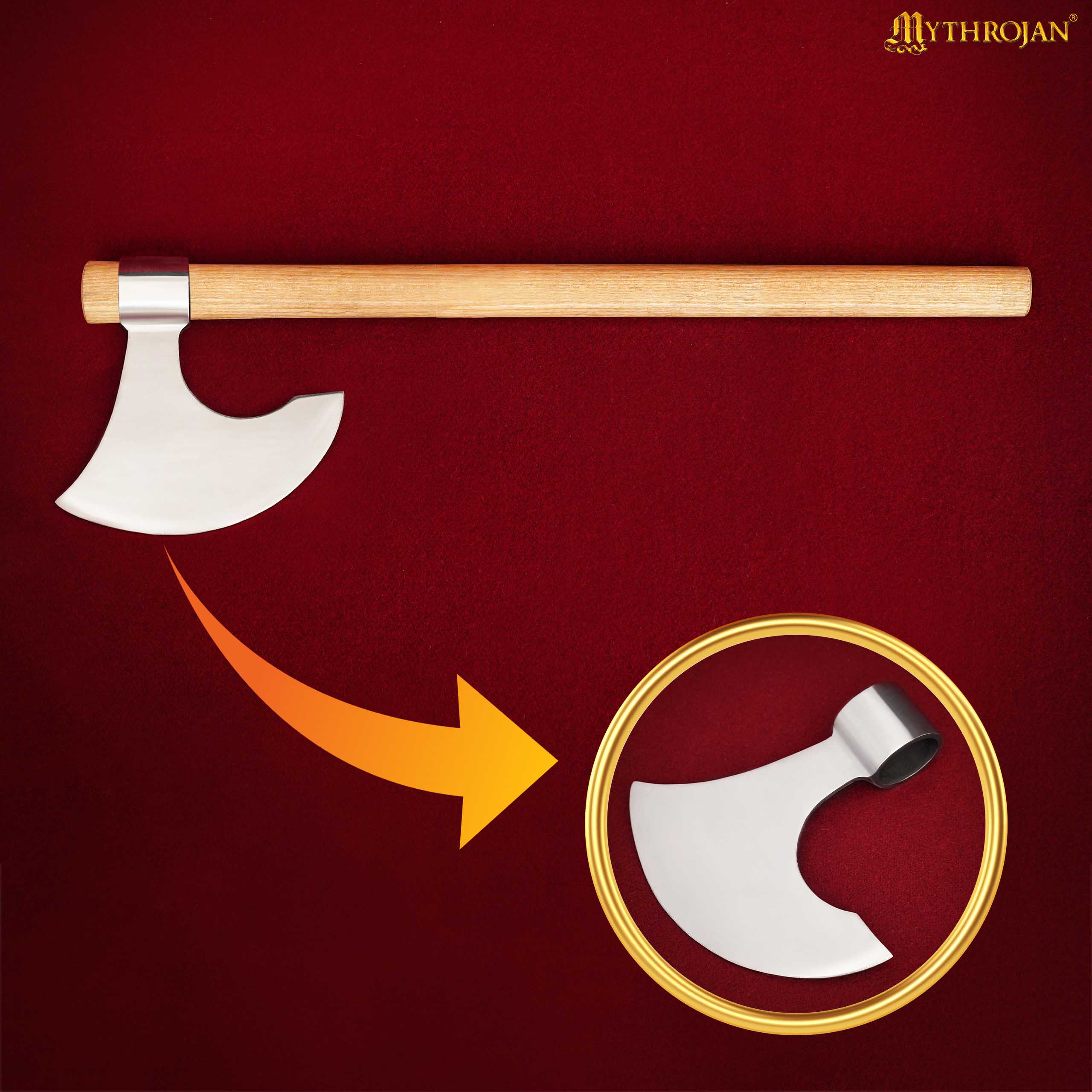 Imagen única de: Mythrojan Medieval Vikingo Barbudo Batalla Hacha Cabeza Larp Traje de Acero Arma