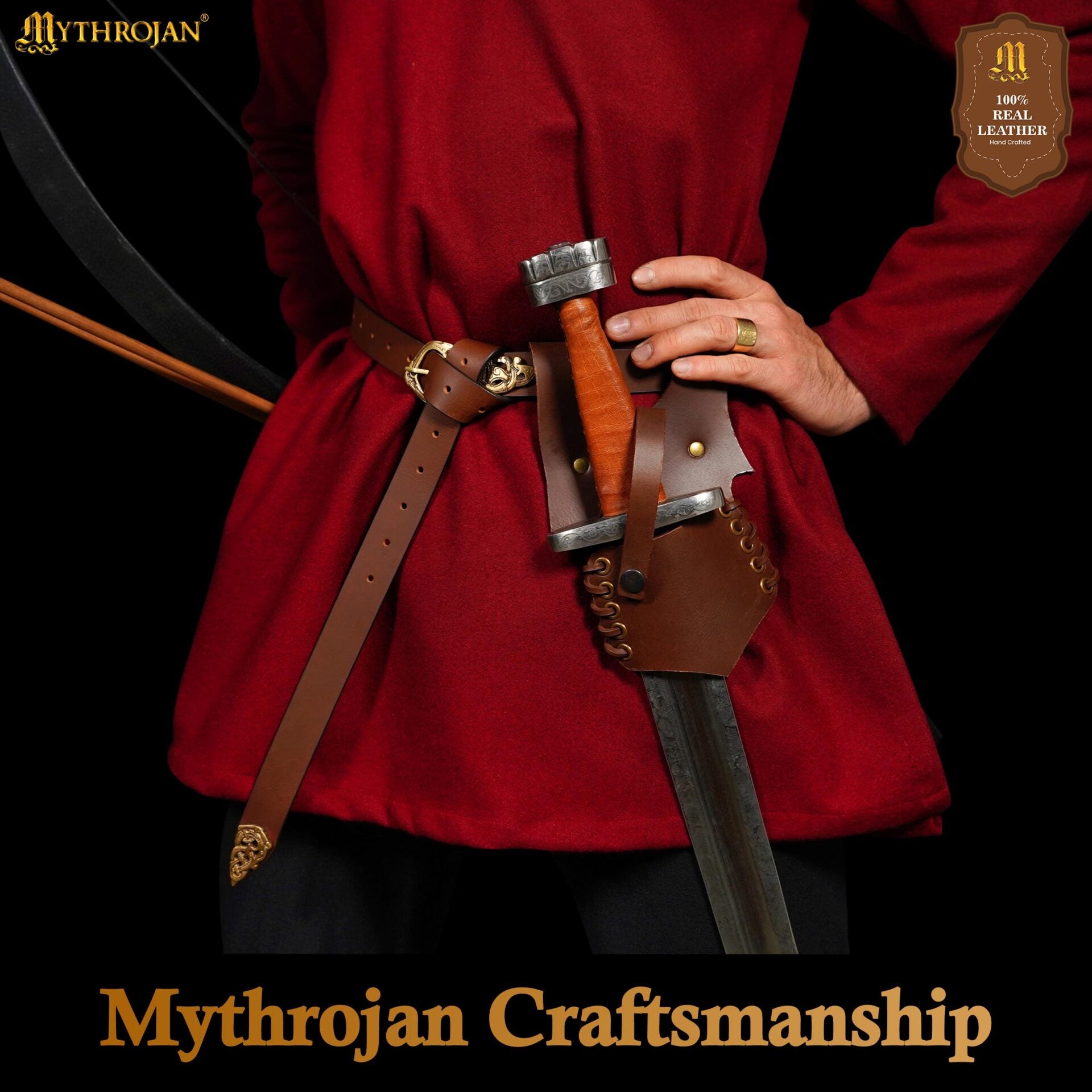 Imagen única de: Mythrojan Medieval Renacimiento Cuero Rh Espada Rana Larp Disfraz de Espada Rana Porta Espada Rapier Caballero Cinturón Rana Daga de Cuero Funda Espada Pirata