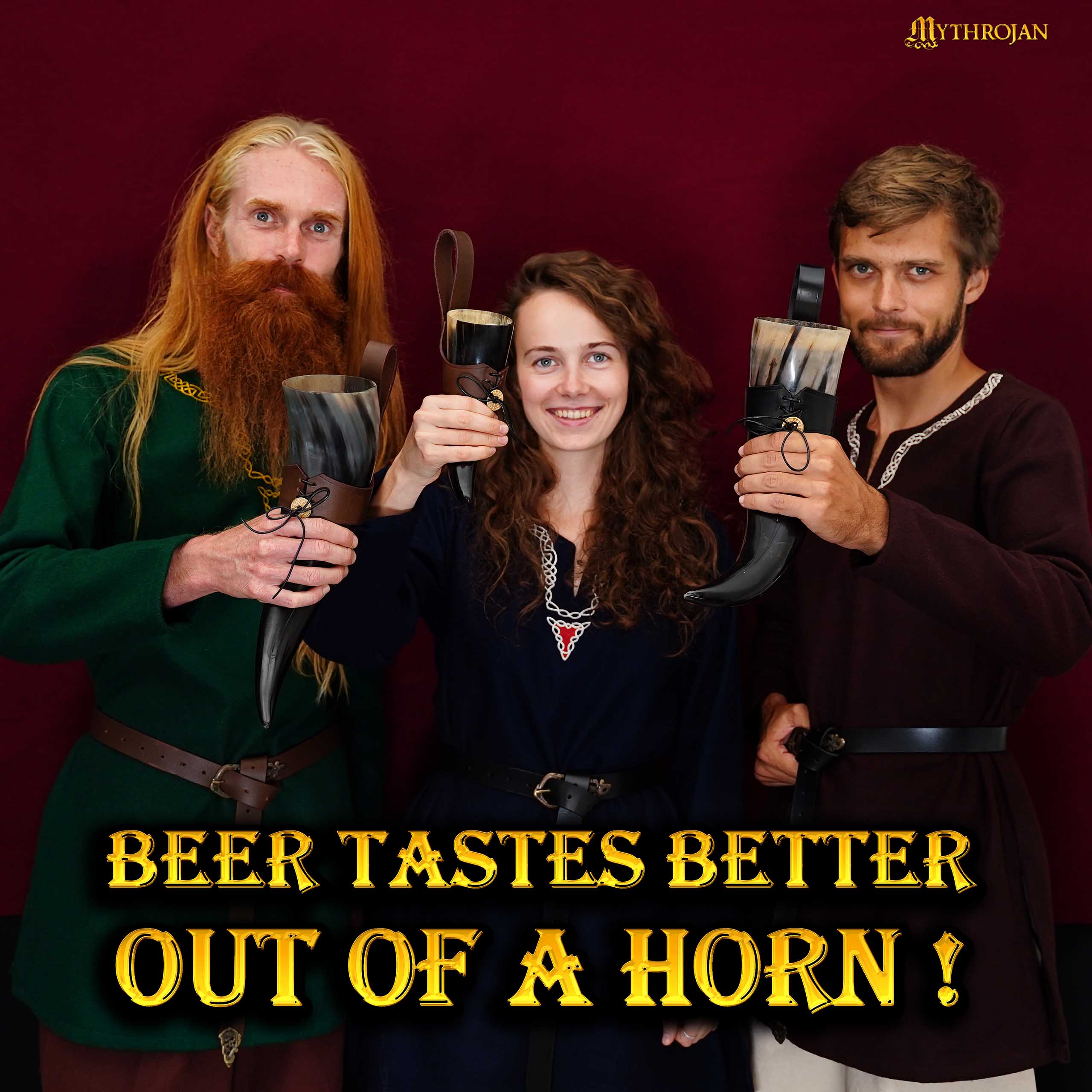 Imagen única de: Mythrojan The Tournament Champion - 350 Ml Viking Drinking Horn con Soporte de Cuero Negro