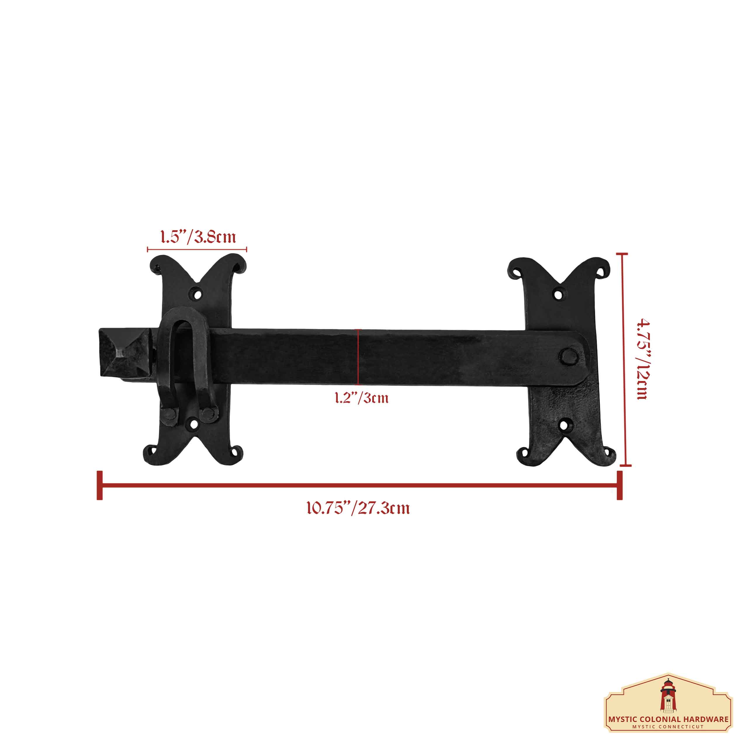 Imagen única de: Mystic Colonial Hardware Heavy Duty Cast Iron Gate Flip Latch - Black Drop Latch For Barn Doors, Farm Gates, Sheds, Cabinets, And Antique Privacy Hardware Replacement