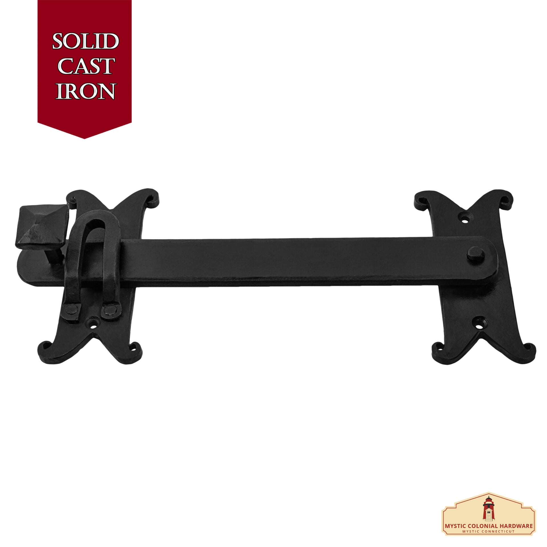Imagen única de: Mystic Colonial Hardware Heavy Duty Cast Iron Gate Flip Latch - Black Drop Latch For Barn Doors, Farm Gates, Sheds, Cabinets, And Antique Privacy Hardware Replacement