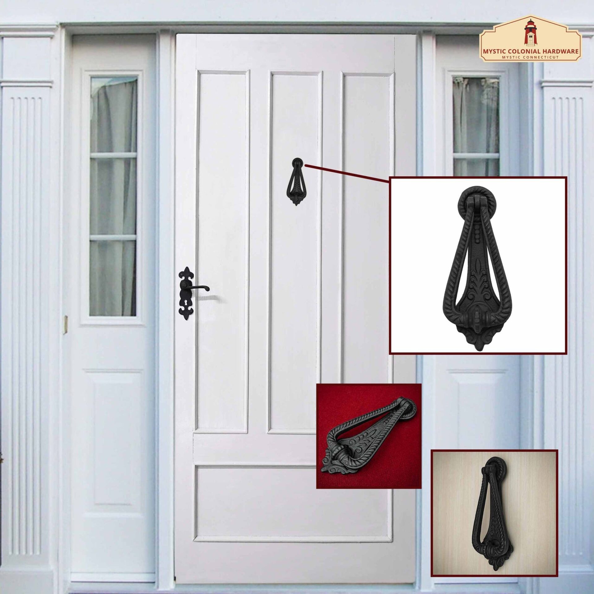 Imagen única de: Aldaba Georgiana Rústica de Hierro Fundido: Ideal para Ambientes Victorianos, Coloniales, Retro, Steampunk, Góticos, Barrocos y Medievales, (17,2x7) Cm