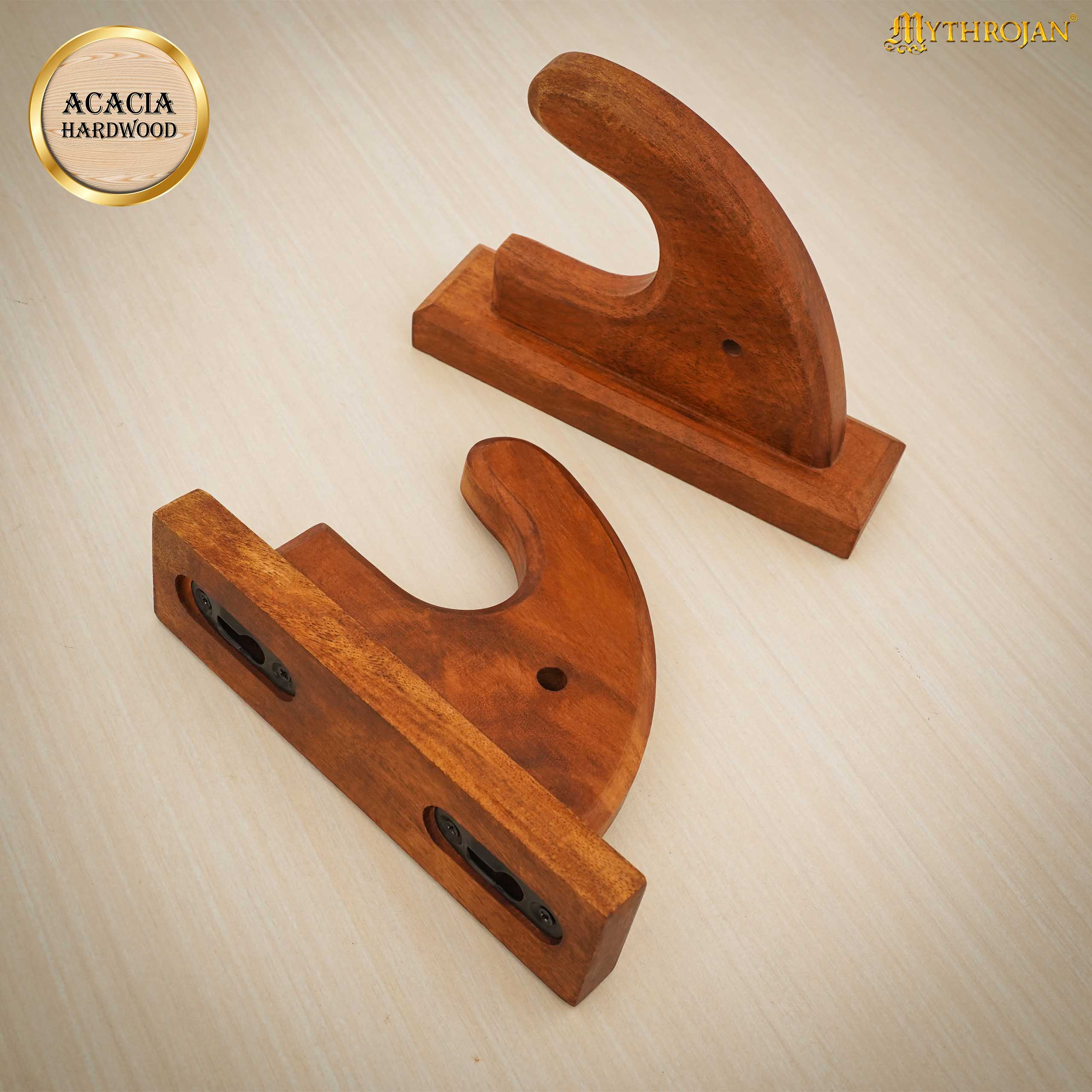 Imagen única de: Mythrojan Sólida Madera Dura Pistola Rifle Arma de Fuego Pantalla Pared Soportes Juego de 2, 6.7 "x4.5"