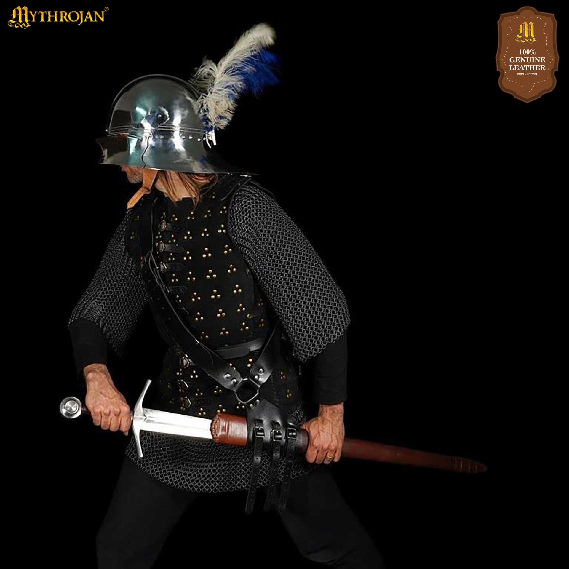 Imagen única de: Mythrojan Baldric Cinturón Espada Cuero Funda Daga Medieval : Zurdo