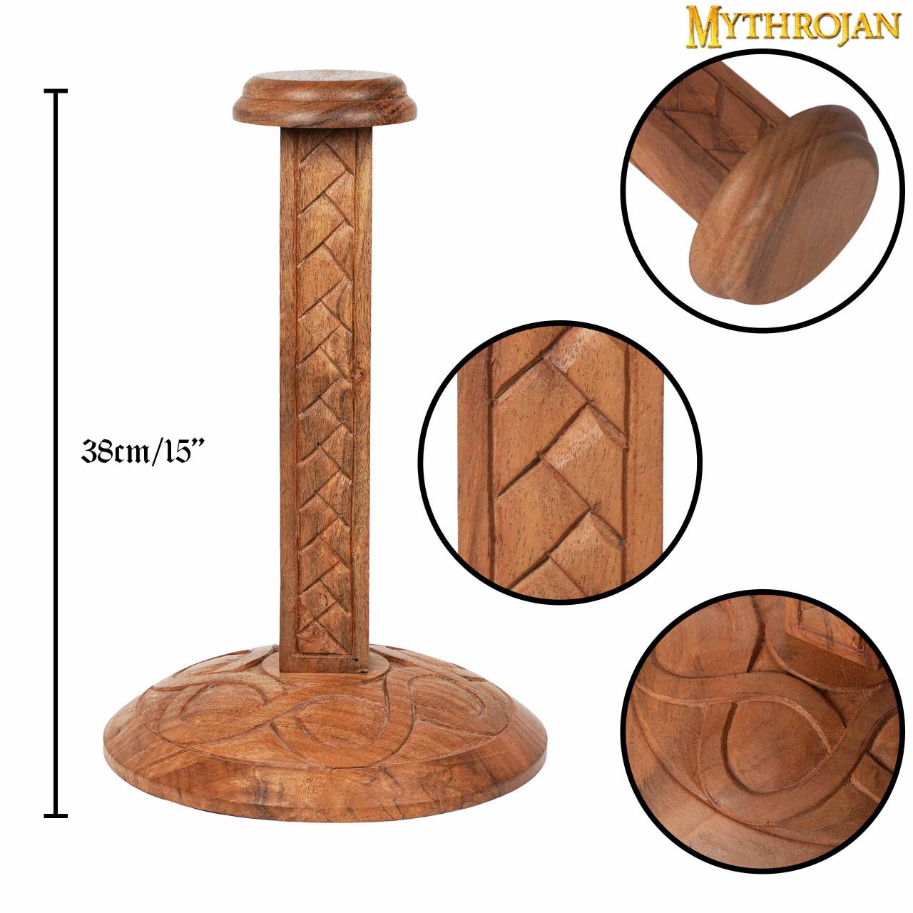 Imagen única de: Soporte de Casco de Madera Mythrojan : Altura : 15".