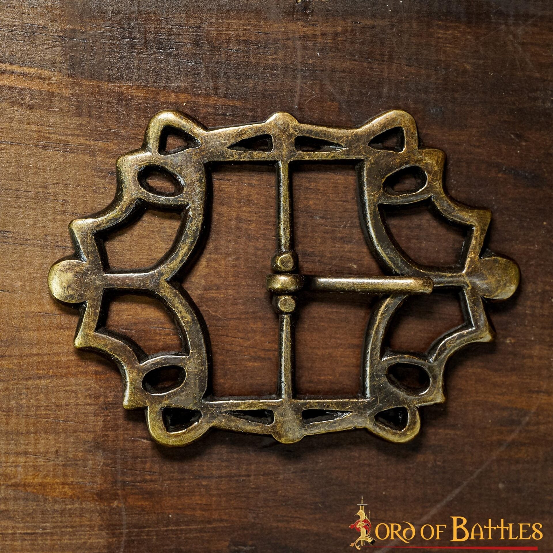 Imagen única de: Cinturón Medieval de Latón Hebilla Gótica - Acabado Latón Antiguo