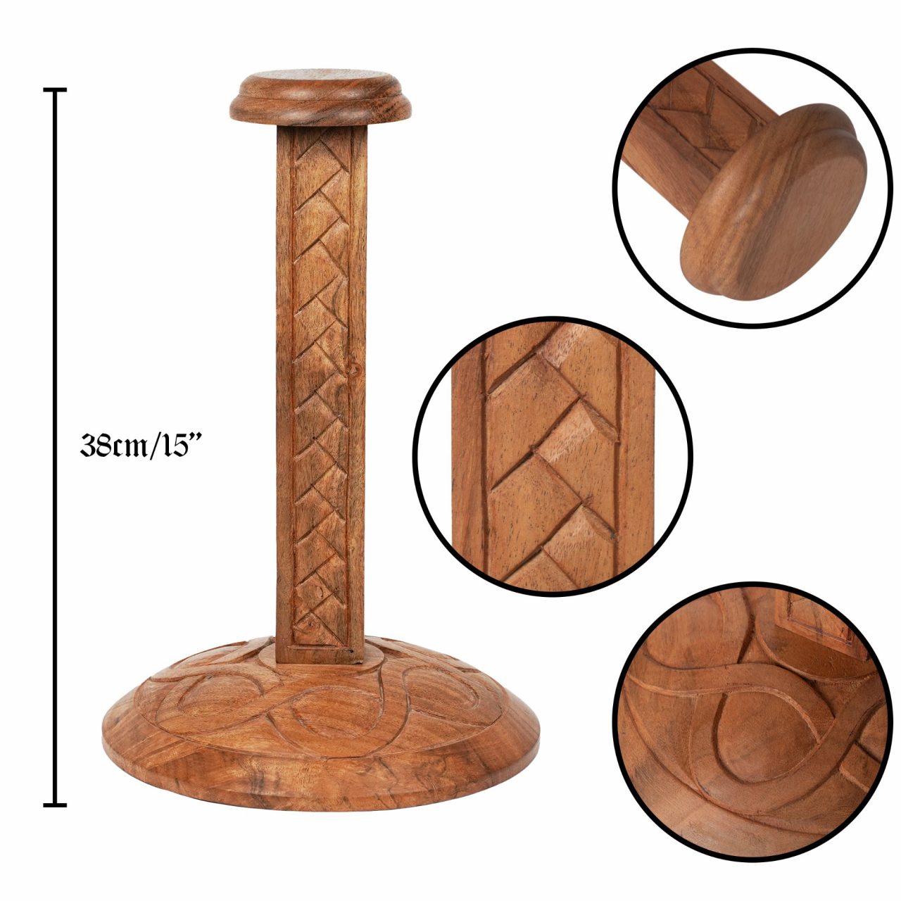 Imagen única de: Soporte de Casco de Madera Mythrojan : Altura : 15".