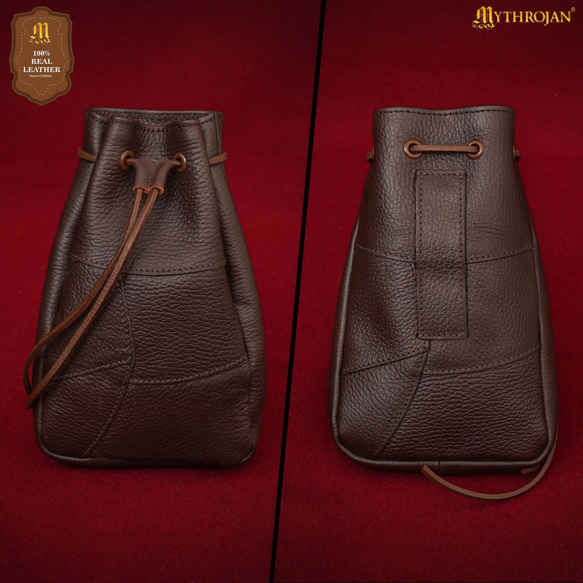 Imagen única de: Bolsa Medieval con Cordón Mythrojan, Marrón, 7"×5".