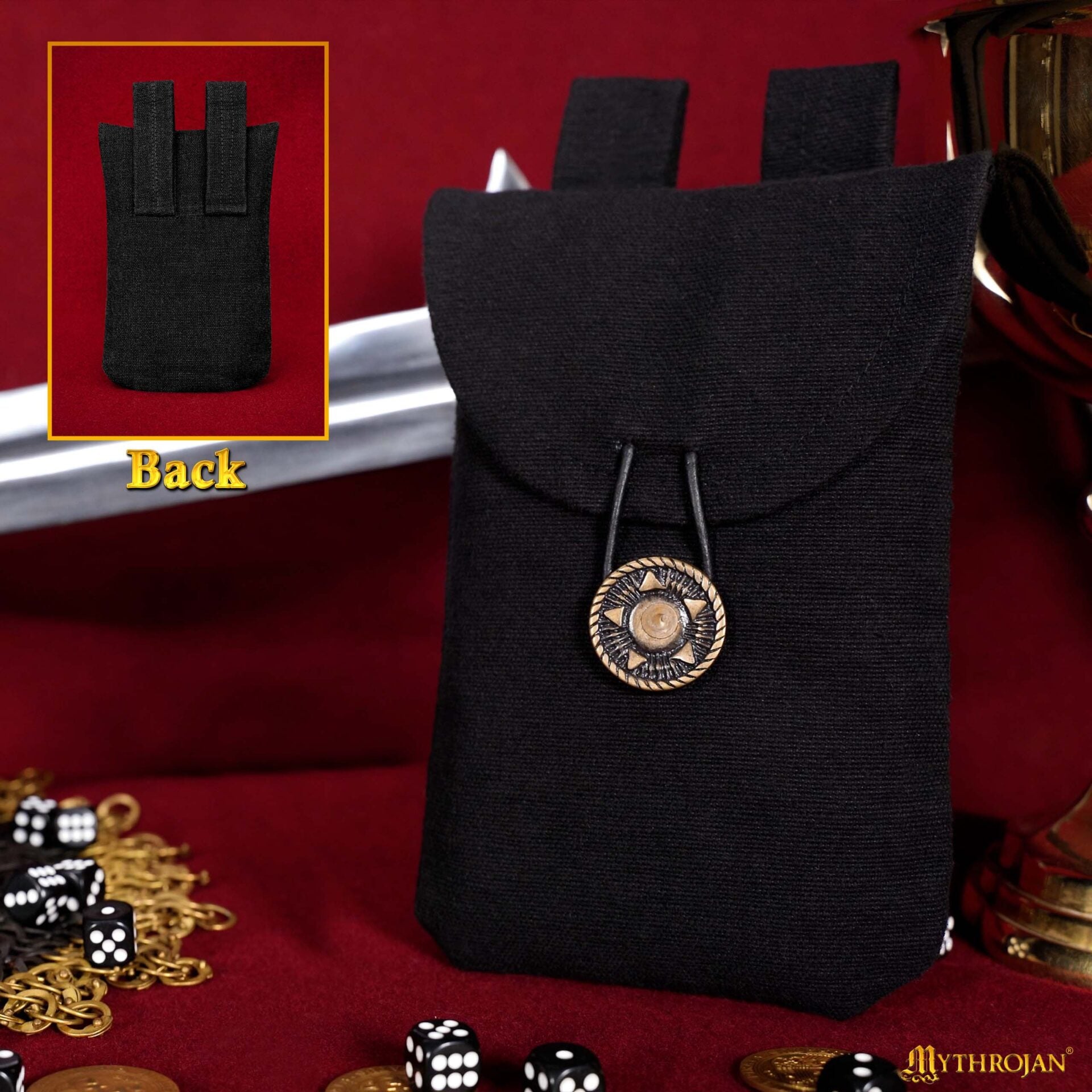 Imagen única de: Riñonera Mythrojan, Ideal para Sca Larp Recreación y Feria Ren, Lienzo Tejido a Mano 100% Algodón , Marrón , 7.2