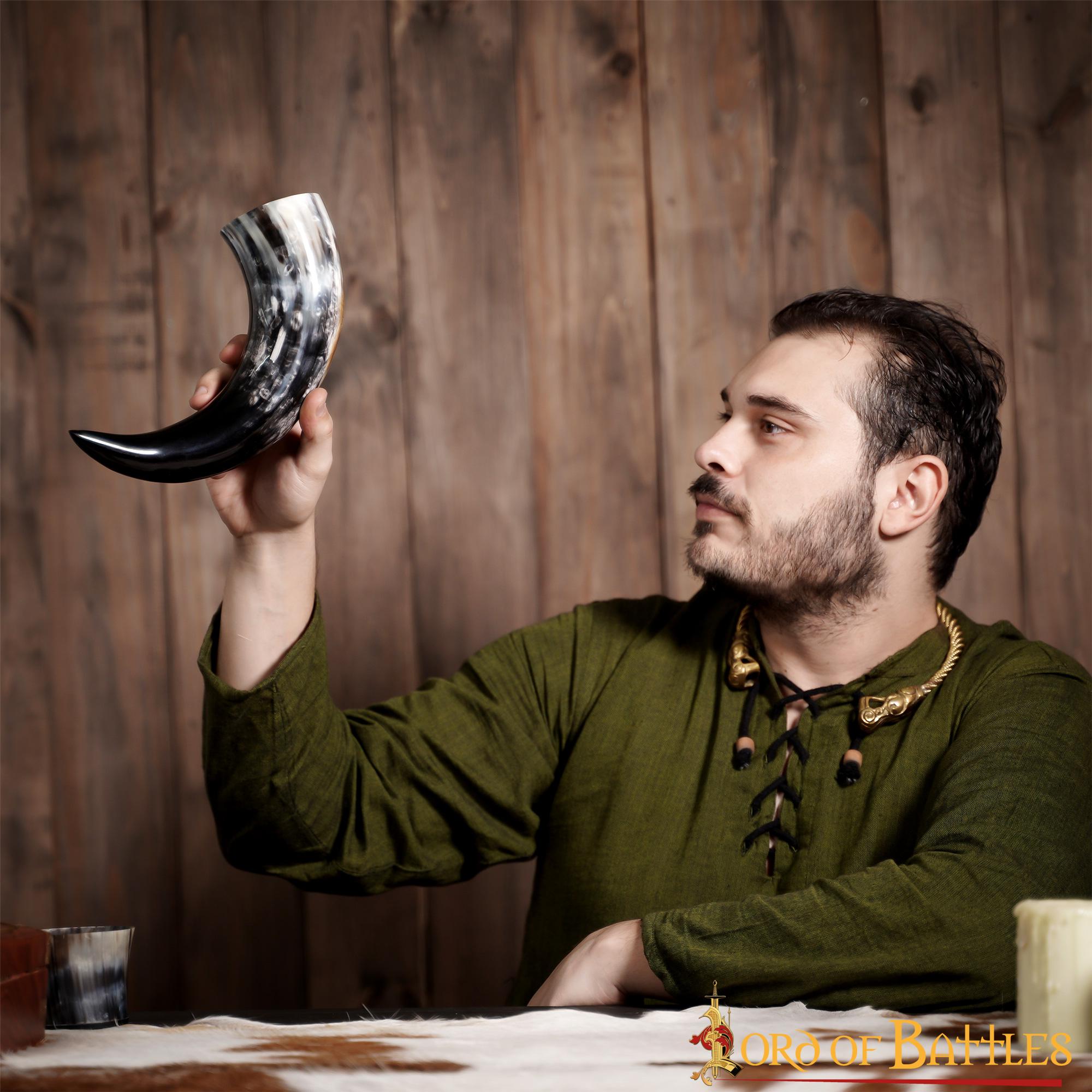 Imagen única de: Cuerno Medieval para Beber 400 - 500 Ml Cuerno de Buey Auténtico Hecho a Mano