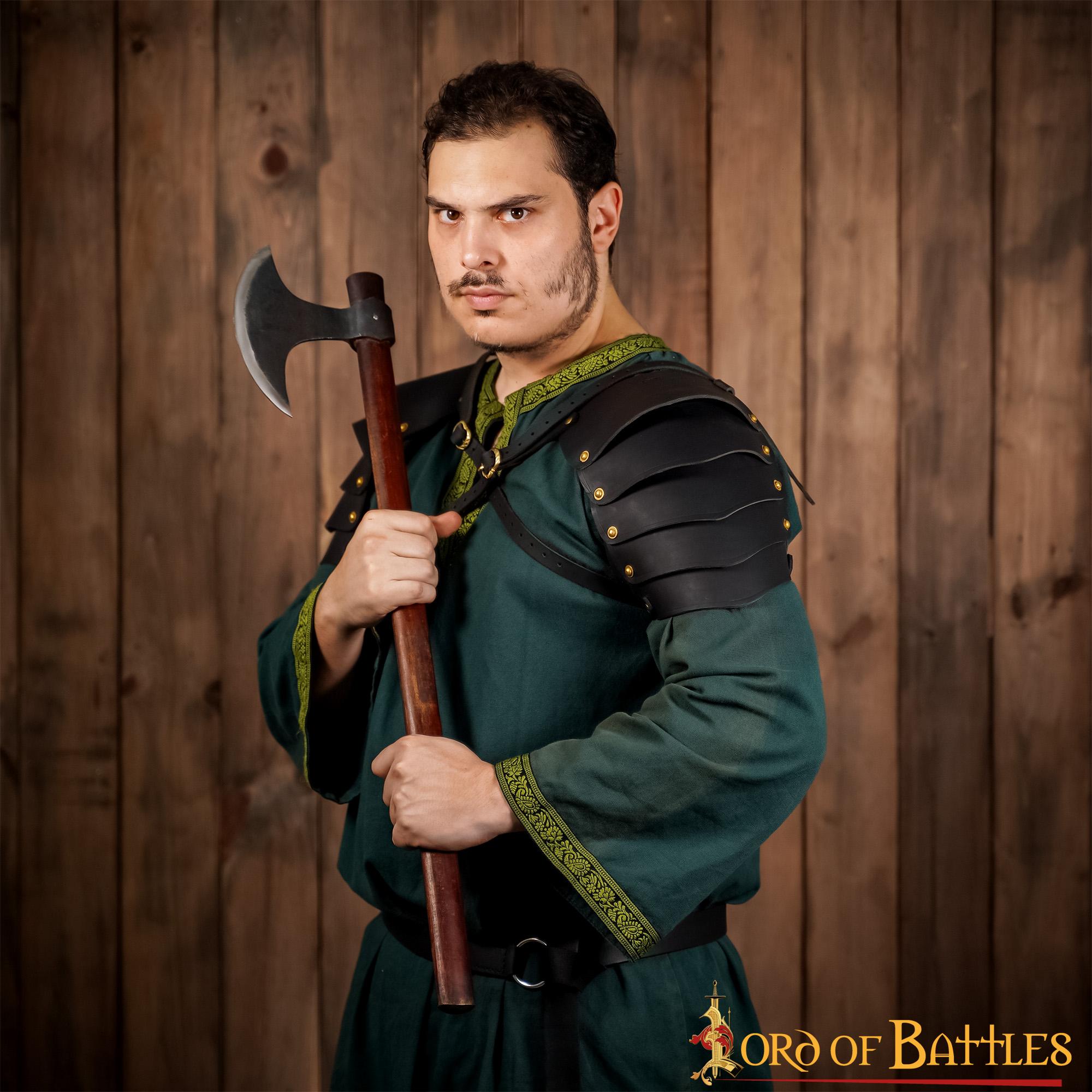 Imagen única de: Fantasía Vikingo Pauldrons Cuero con Cinturones de Cuero Ajustables