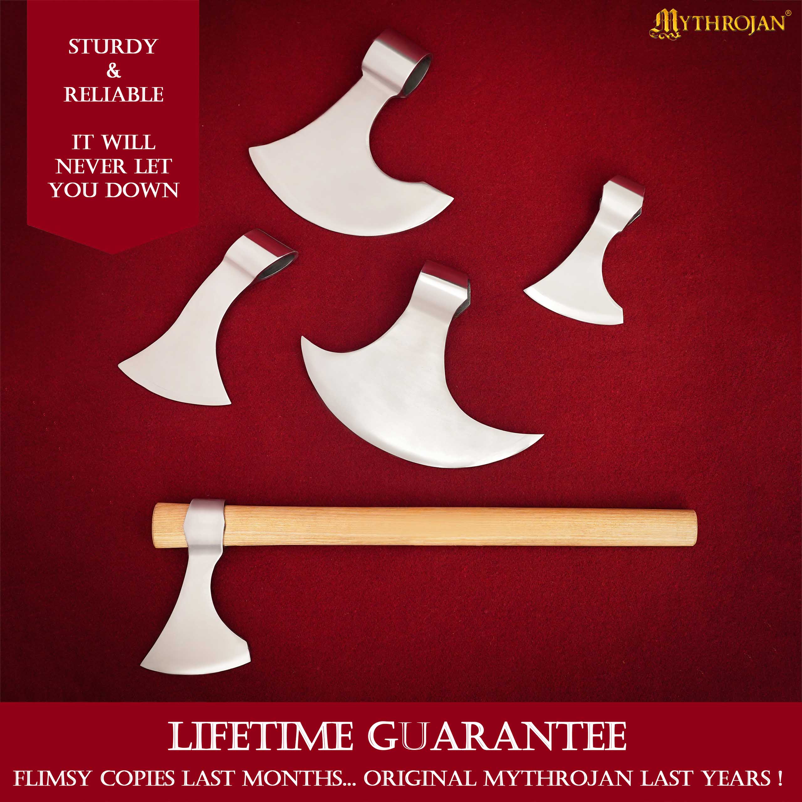 Imagen única de: Mythrojan Medieval Vikingo Barbudo Batalla Hacha Cabeza Larp Traje de Acero Arma