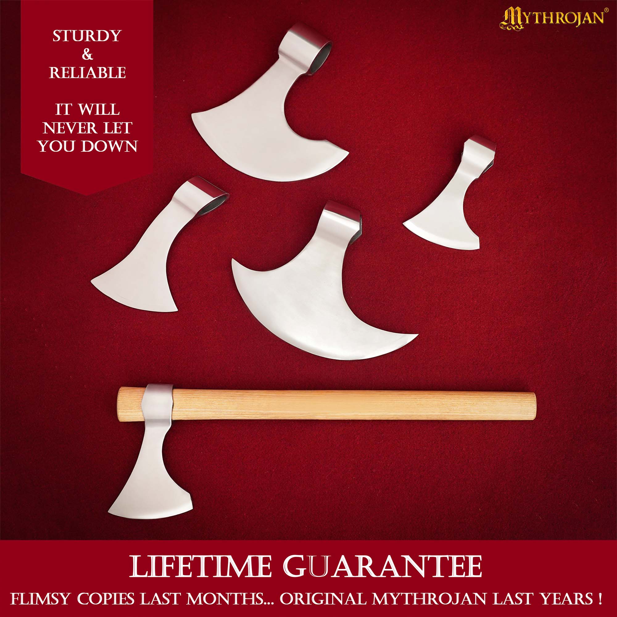 Imagen única de: Mythrojan Medieval Vikingo Hacha Batalla Listo Axehead Reenactment Renacimiento Disfraz