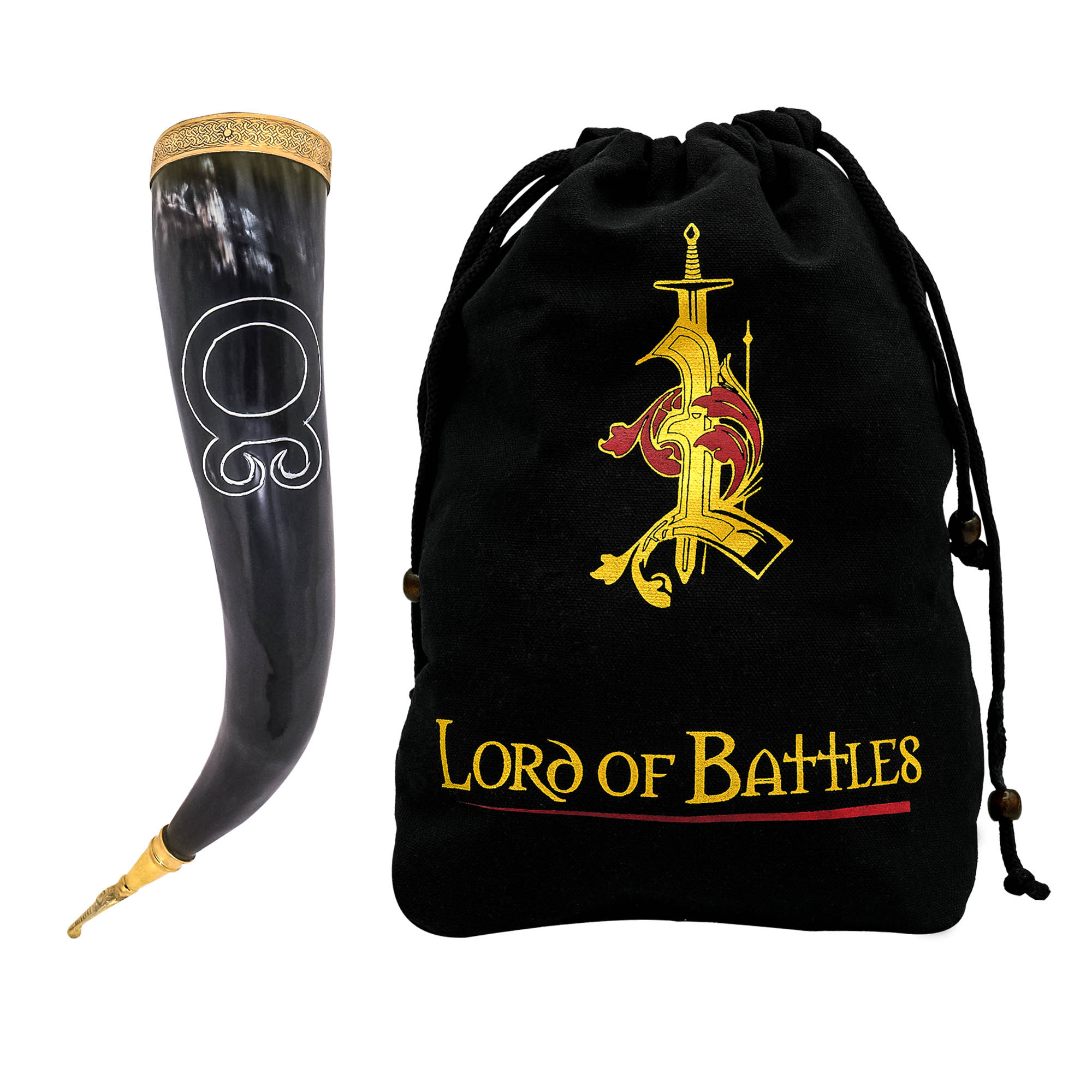 Imagen única de: Troll Cross Viking Drinking Horn 300 - 400 Ml con Accesorios de Latón Puro Hechos a Mano con Auténtico Cuerno de Buey