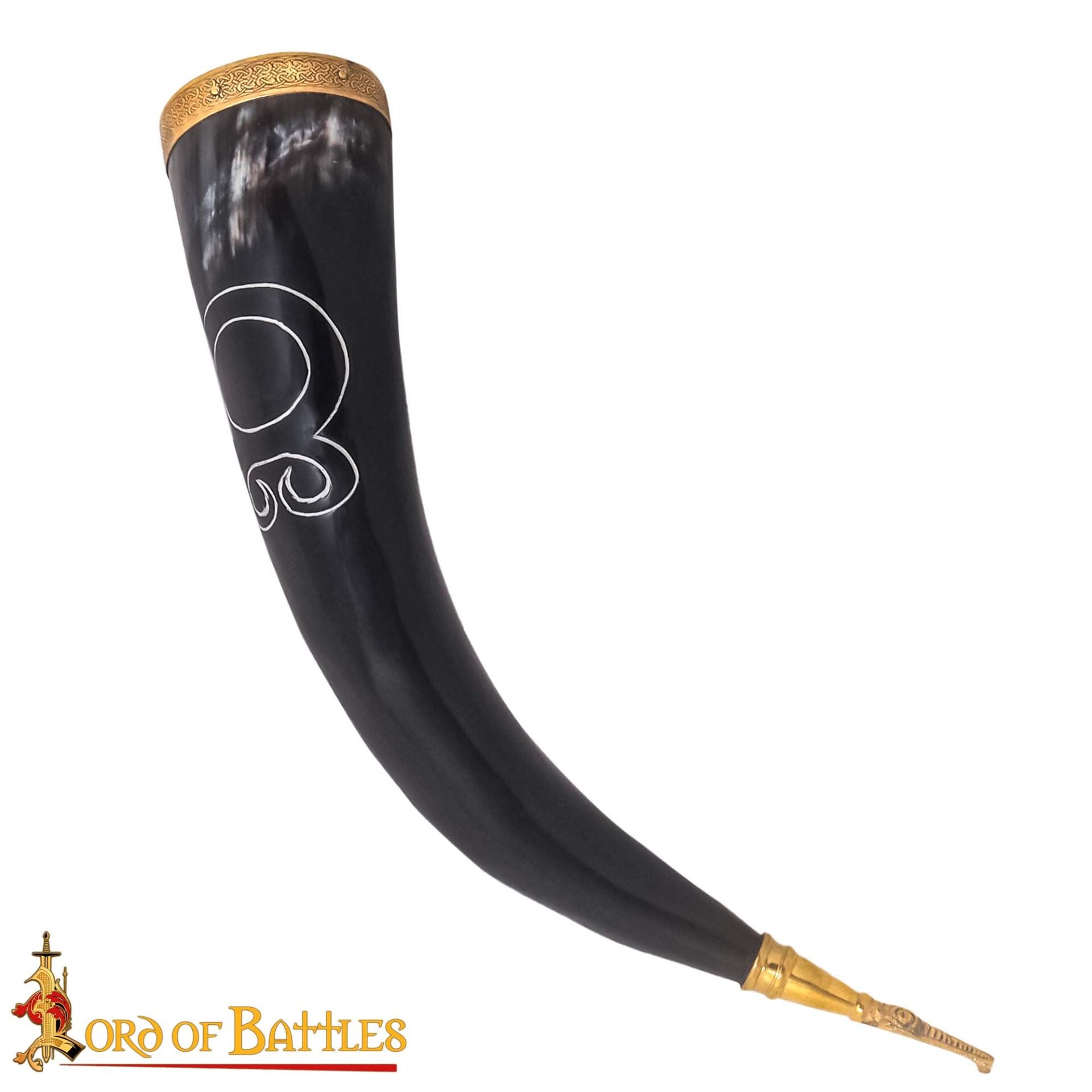 Imagen única de: Troll Cross Viking Drinking Horn 300 - 400 Ml con Accesorios de Latón Puro Hechos a Mano con Auténtico Cuerno de Buey