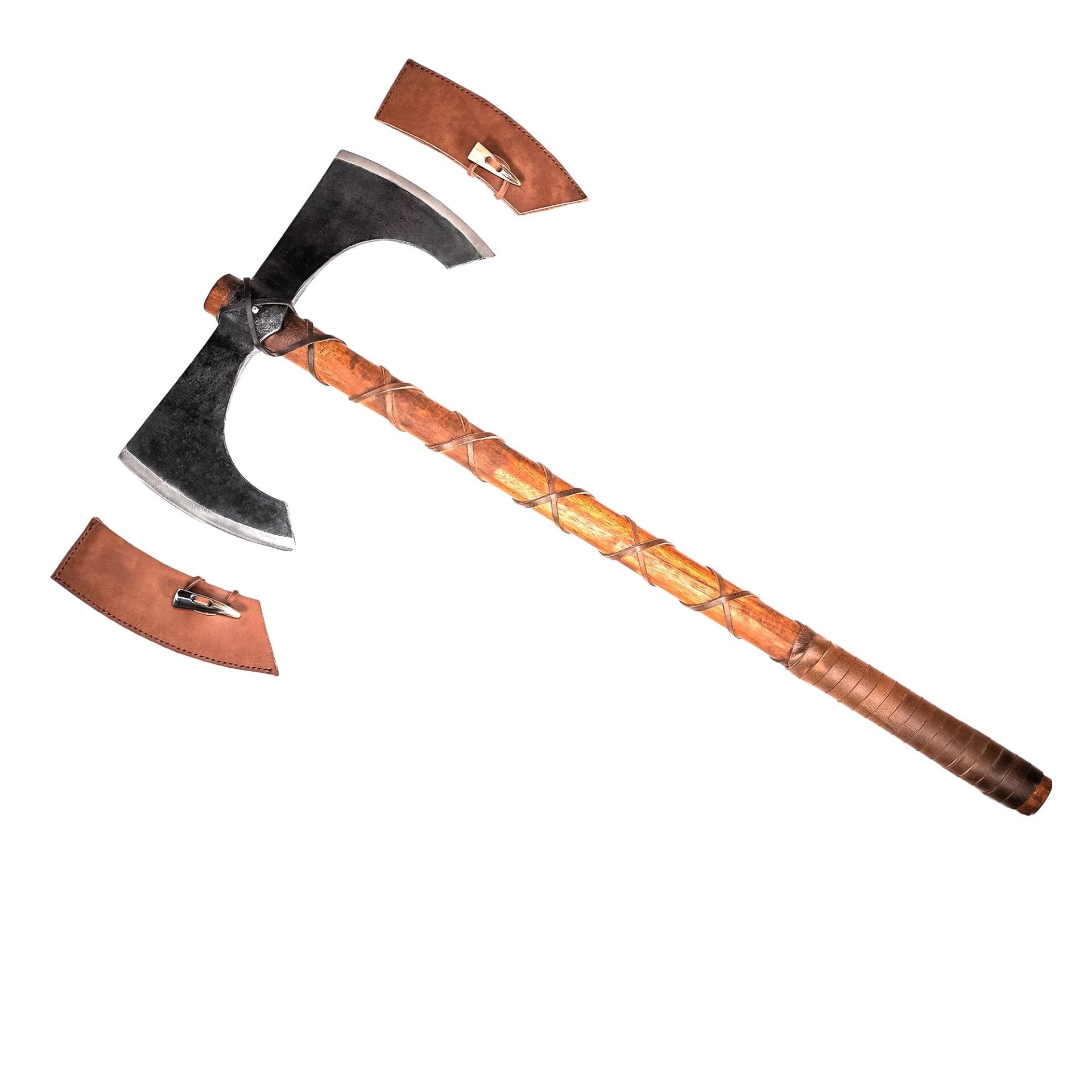 Imagen única de: Hacha de Doble Hoja con Mango de Madera de Fresno - Medieval