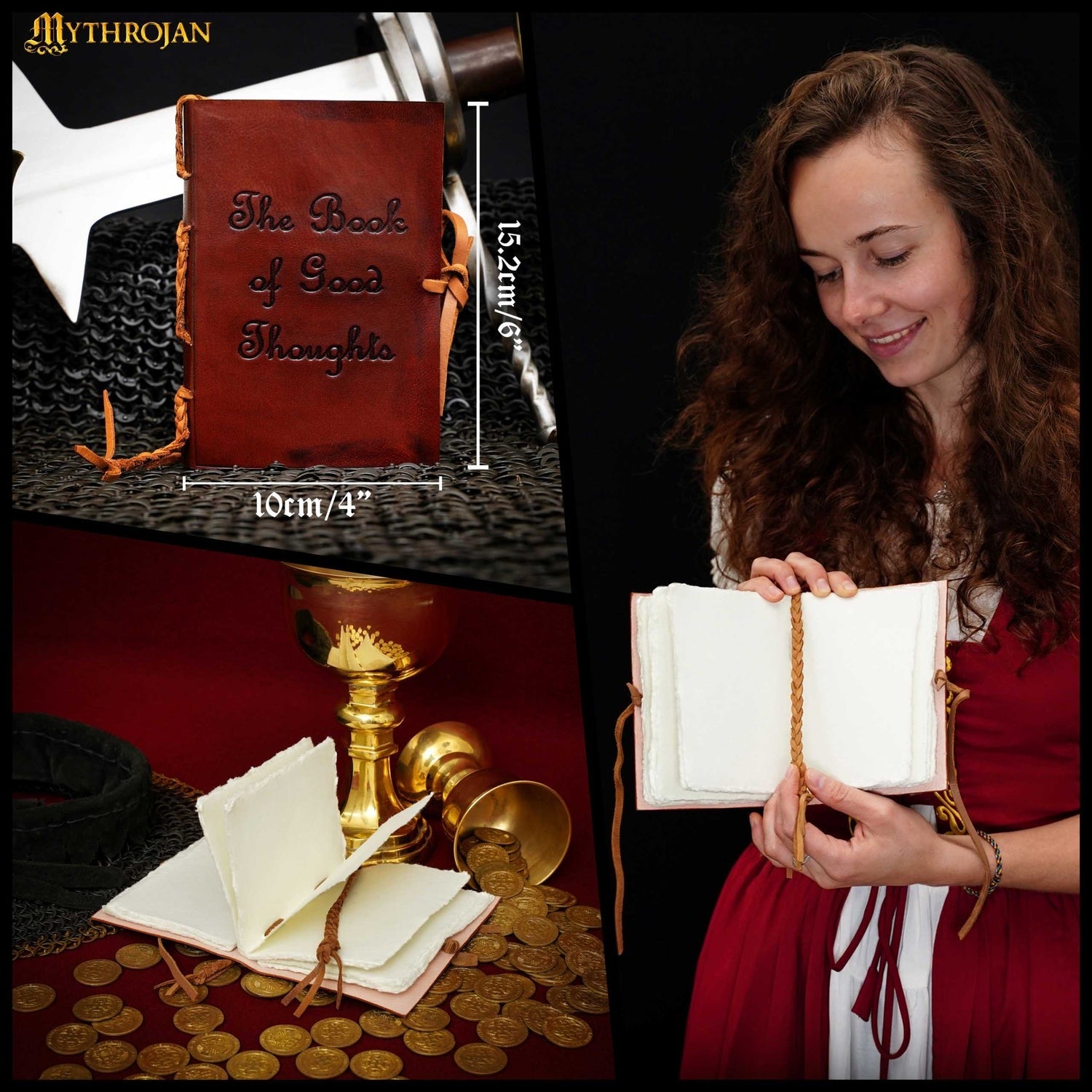 Diario Medieval de Cuero el Libro de los Buenos Pensamientos | Diario Vintage Hecho a Mano para Escribir, Dibujar y Escribir Un Diario - Imagen 6