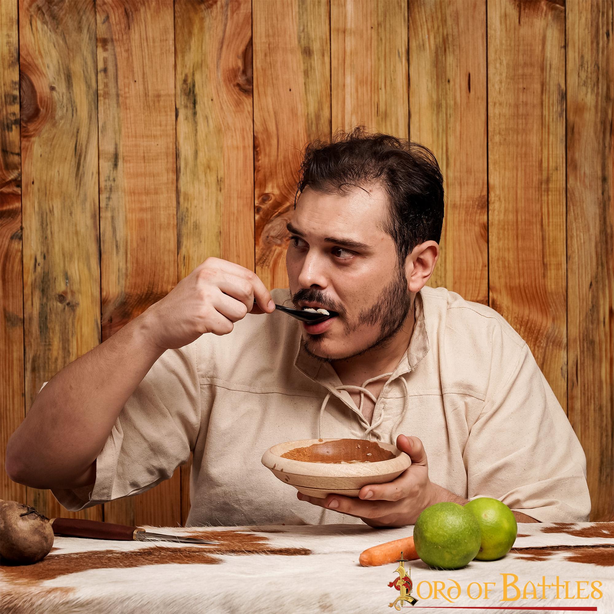 Imagen única de: Viking Feast Tazón Ancho de Madera Hecho a Mano Cubiertos Útiles de Madera Dura