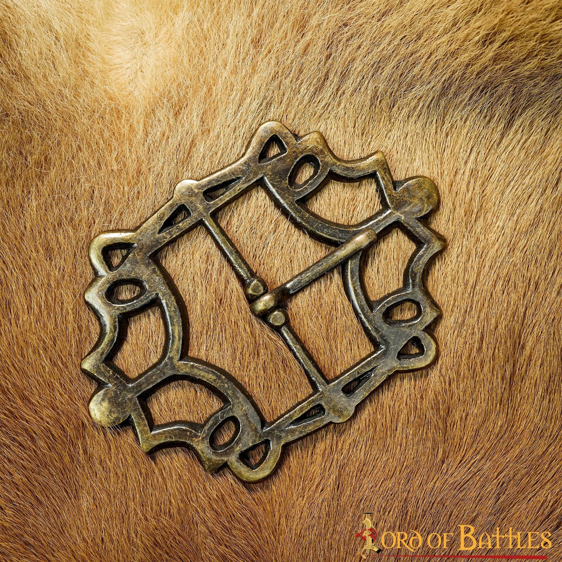 Imagen única de: Cinturón Medieval de Latón Hebilla Gótica - Acabado Latón Antiguo