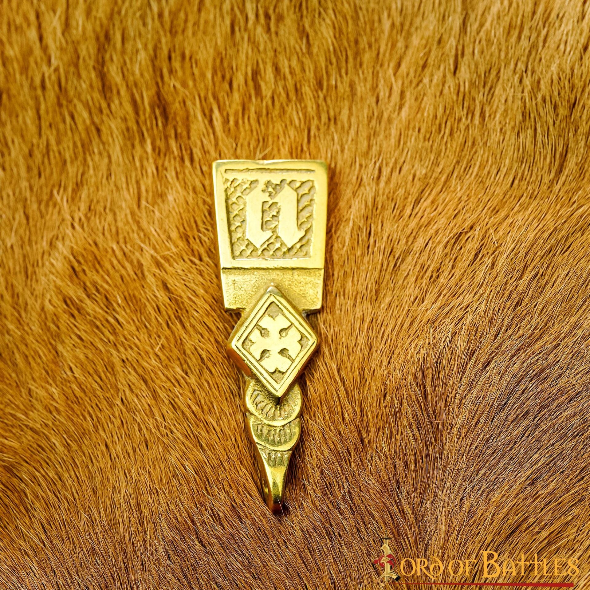 Imagen única de: Intrincado Cinturón Medieval de Latón Macizo Accesorio Funcional Chape