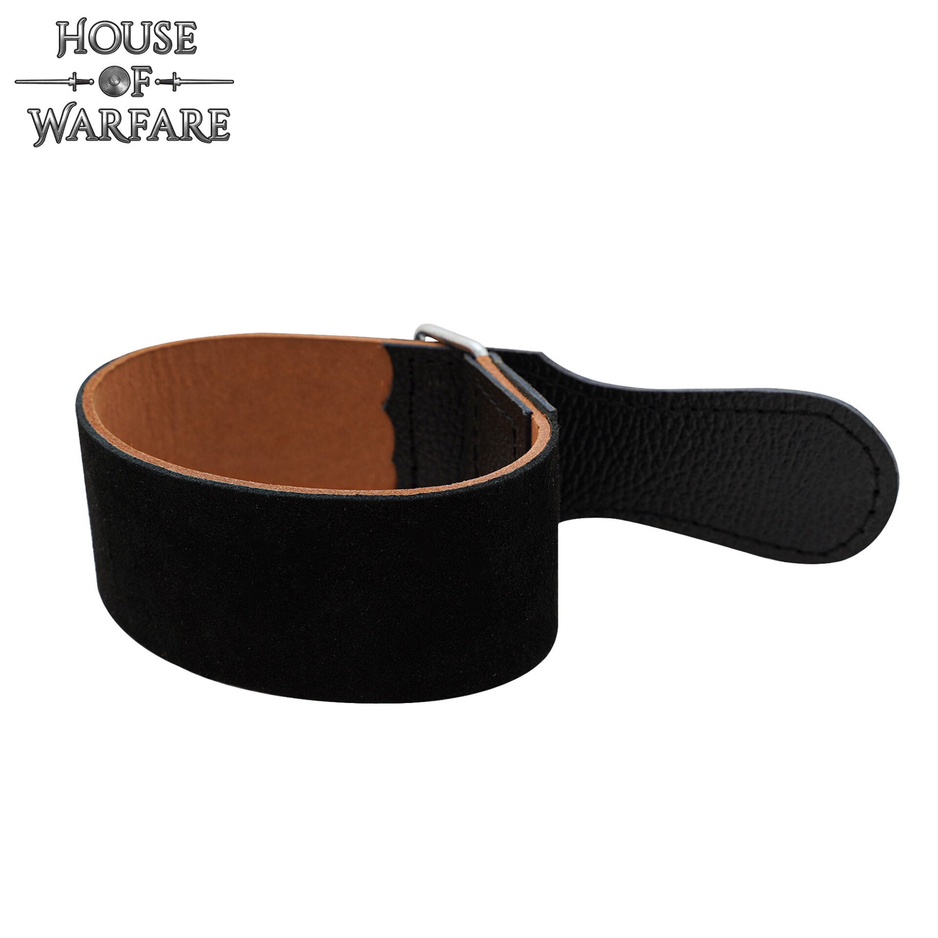 Imagen única de: Afilador de Navajas de Cuero Auténtico de Primera Calidad con Lazo Metálico - Correa de Afilar de Cuero Negro para Cuchillos y Navajas