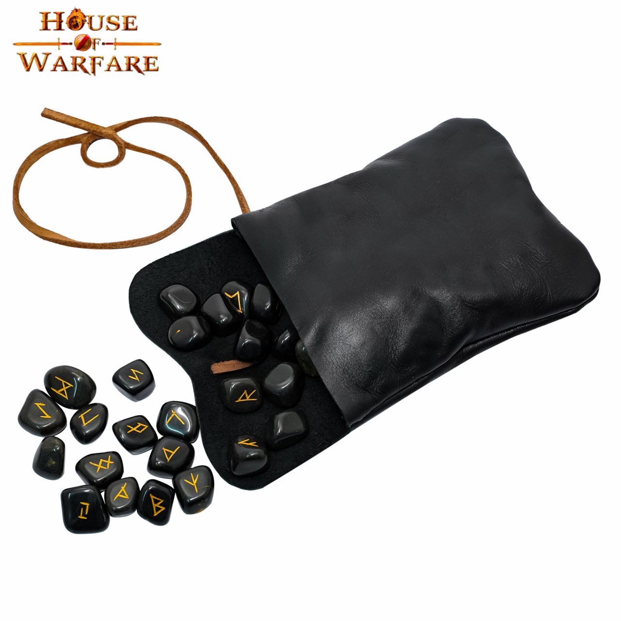 Imagen única de: Juego de Piedras Rúnicas Vikingas con Estuche de Cuero Negro - Adivinación y Estrategia Nórdica