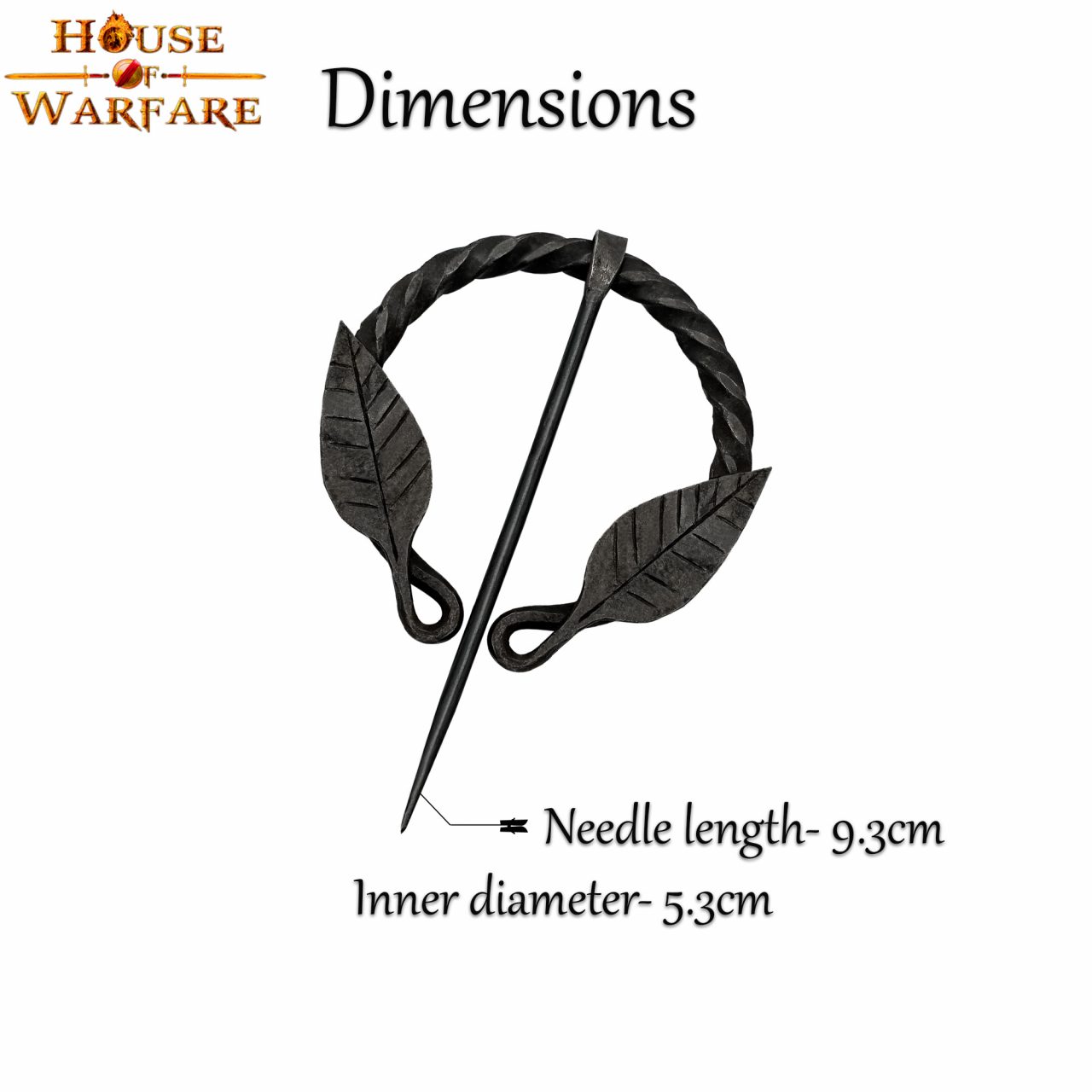 Imagen única de: Alfiler de Capa Medieval de Hierro Forjado a Mano con Motivo de Hojas - Broche de Fíbula Estilo Vikingo