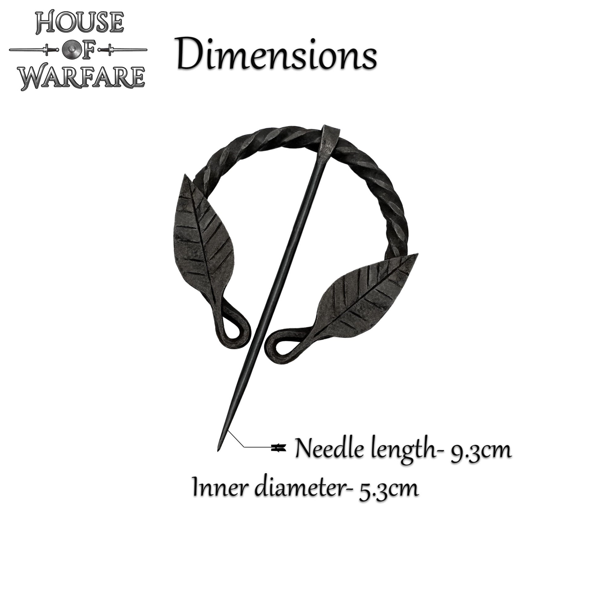 Imagen única de: Alfiler de Capa Medieval de Hierro Forjado a Mano con Motivo de Hojas - Broche de Fíbula Estilo Vikingo